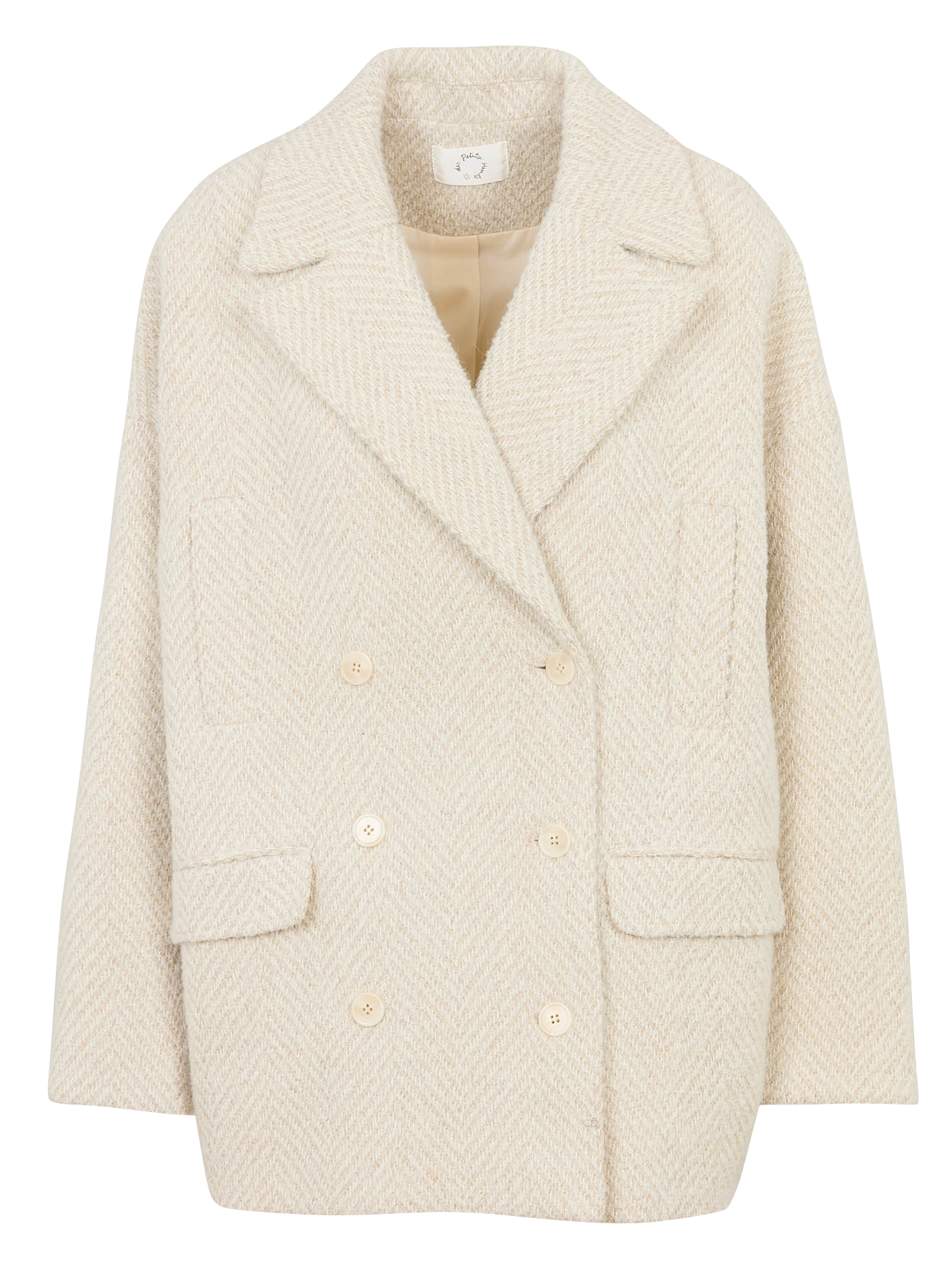 Caban oversize en laine mélangée DES PETITS HAUTS Beige