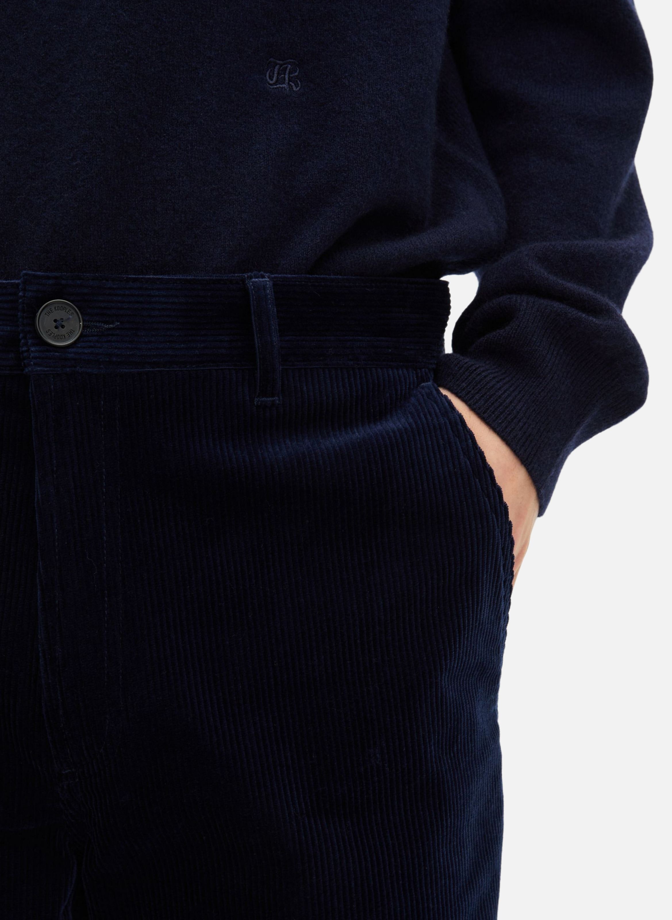 Corduroy cropped pants THE KOOPLES Blue