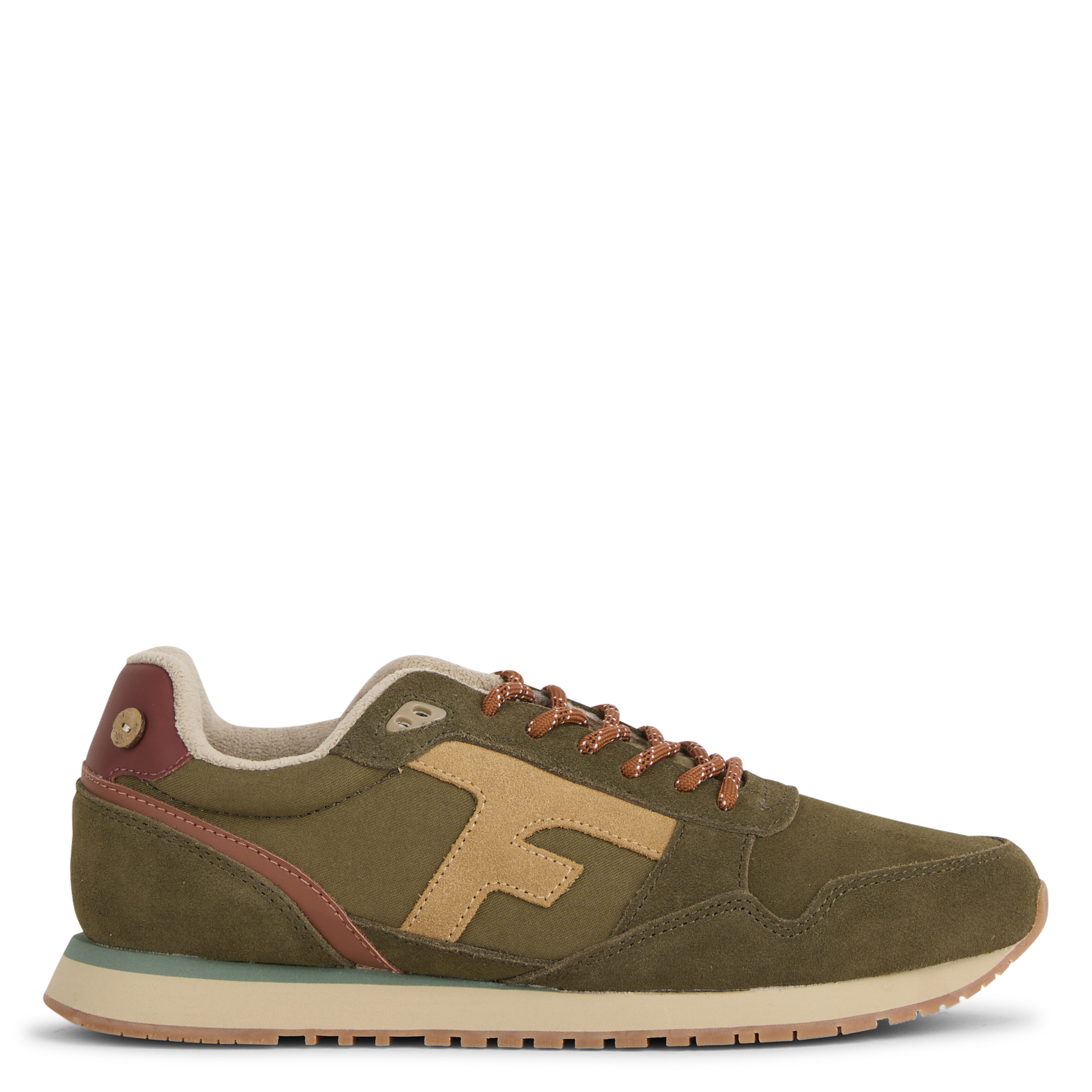Sneaker aus Leder-Mix FAGUO Khaki