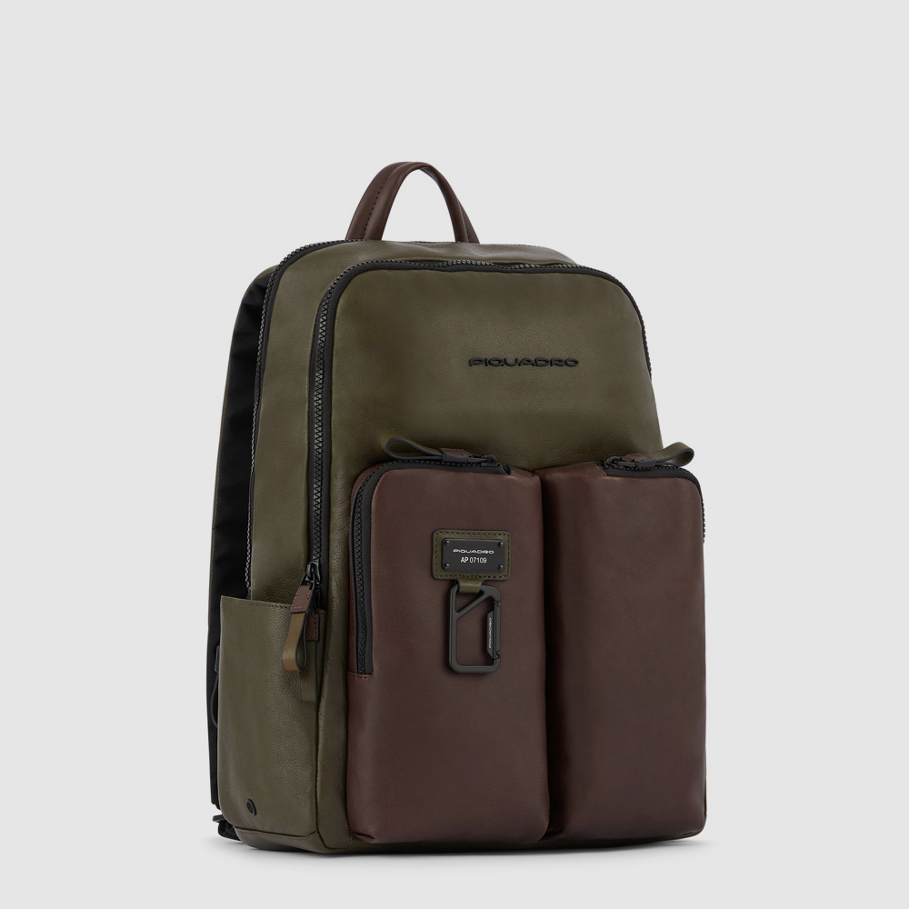 Leather backpack PIQUADRO Yellow