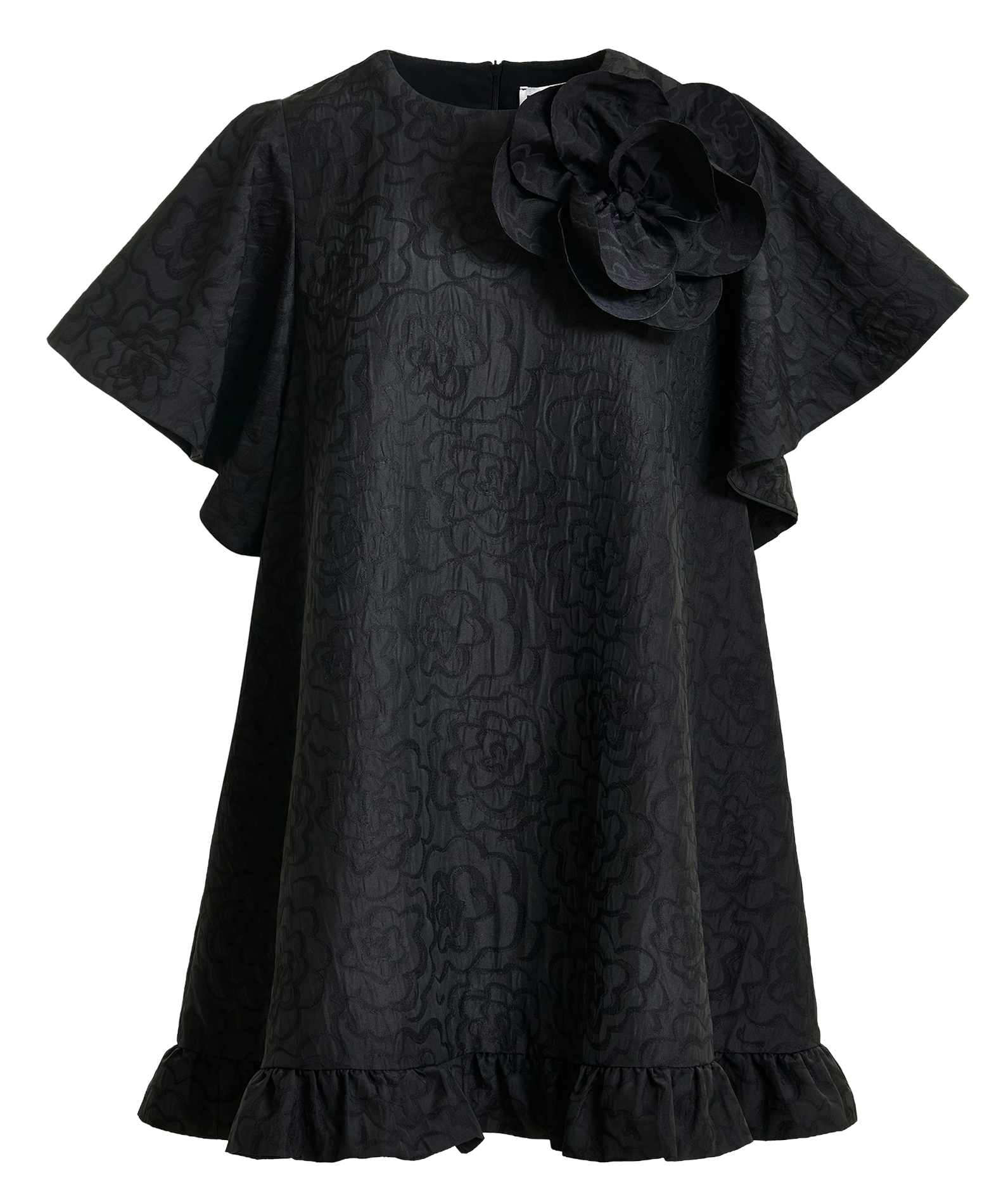 Robe courte col rond en jacquard imprimé ESSENTIEL ANTWERP Noir