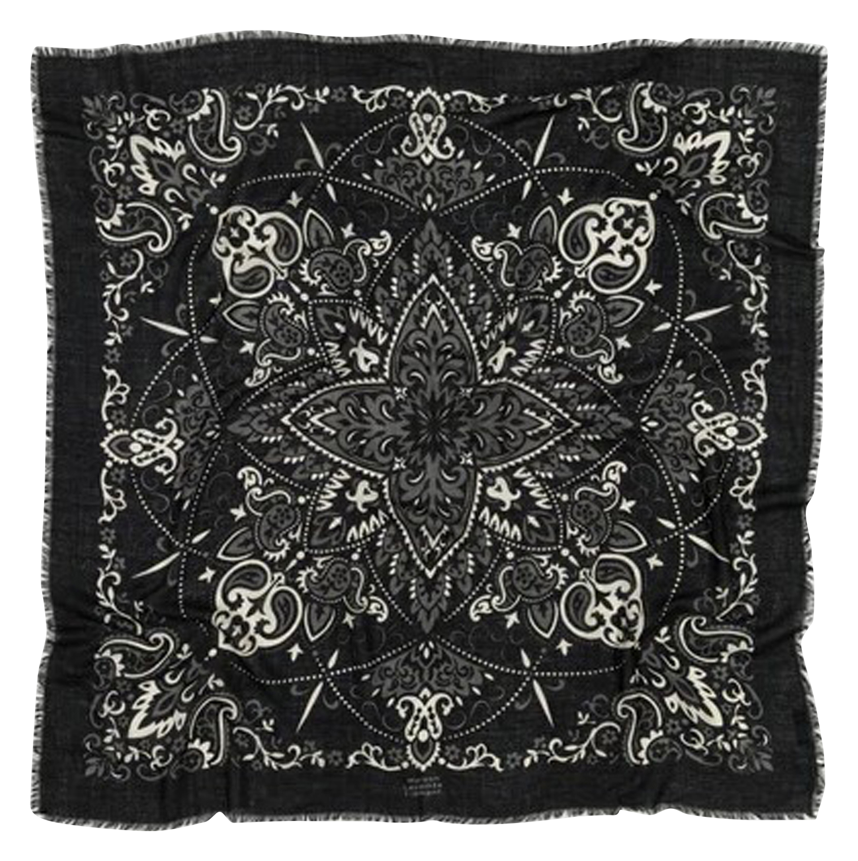 Foulard imprimé en laine et soie MAISON LECOMTE FLAMENT Noir