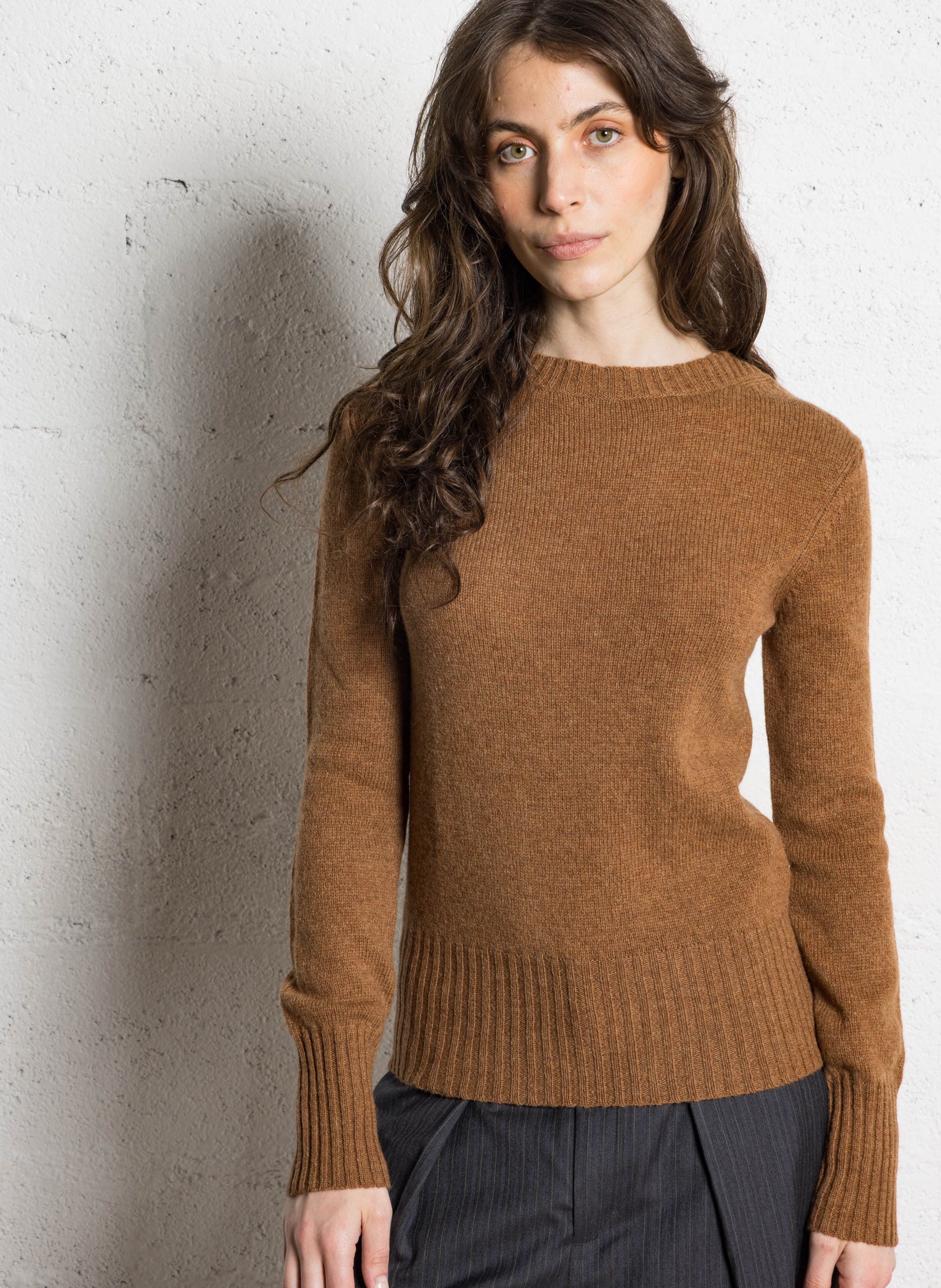 Pull droit col rond en laine SOEUR Beige
