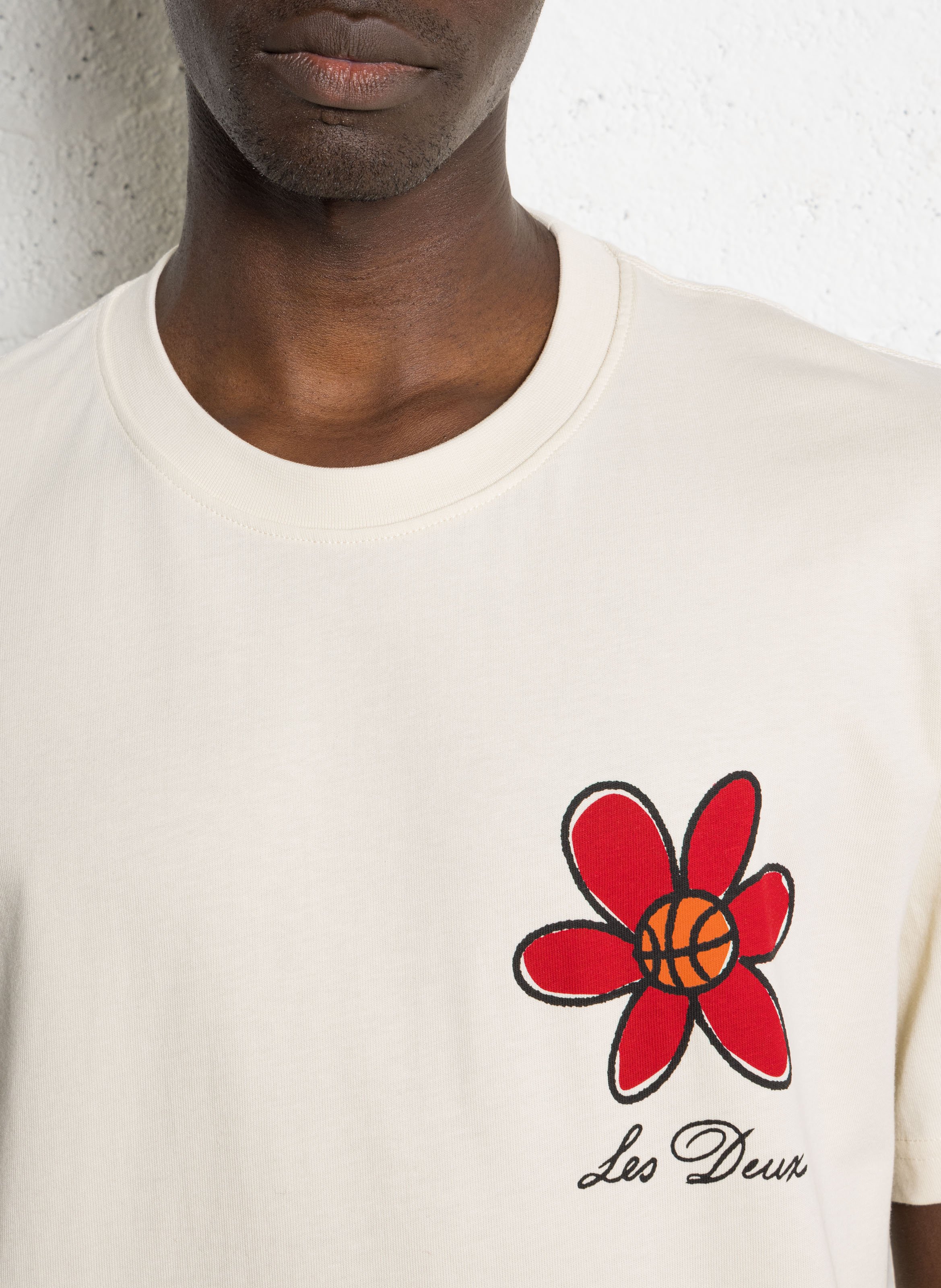 Round-neck organic cotton T-shirt LES DEUX Beige