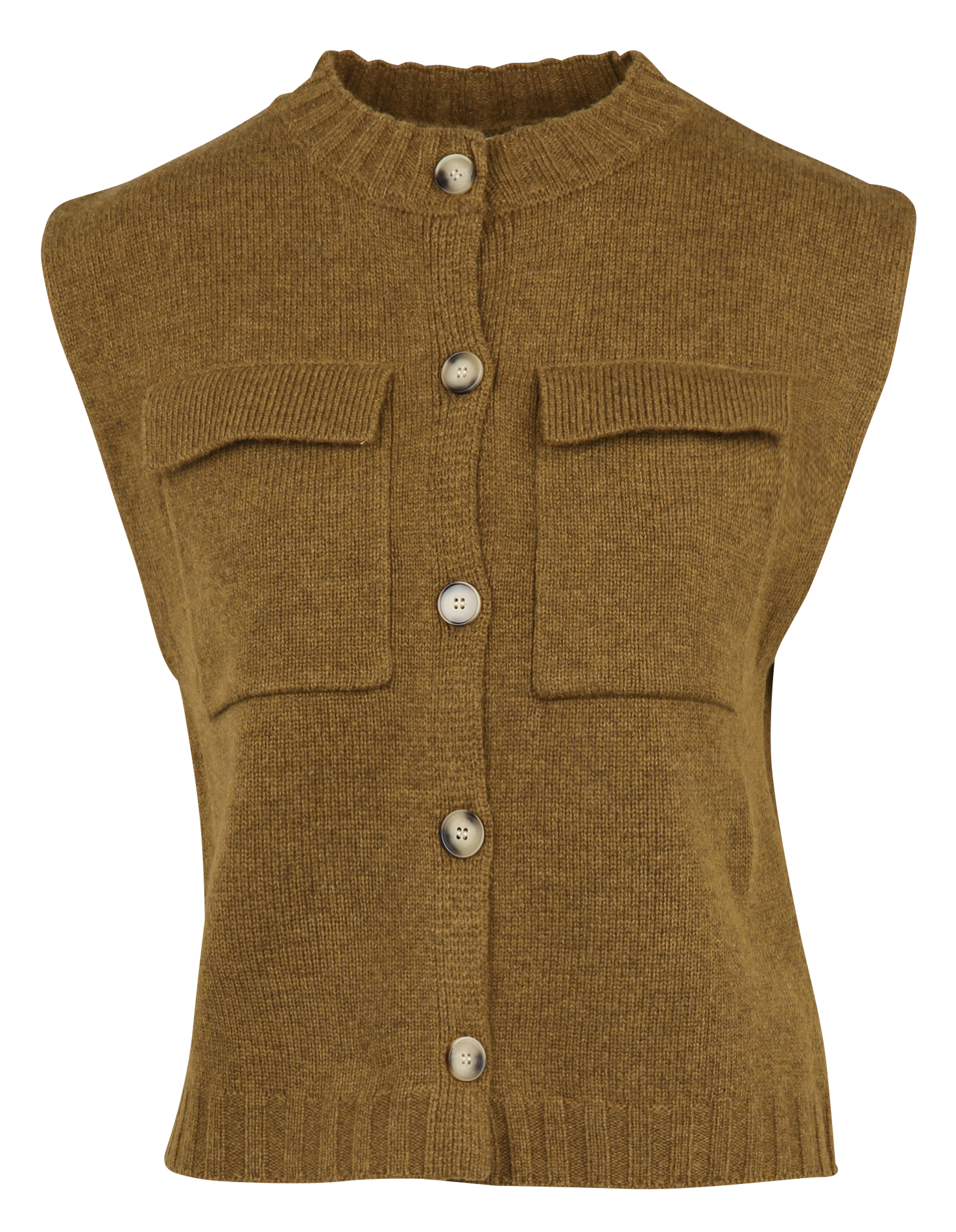 Straight round-neck wool cardigan NORR Green