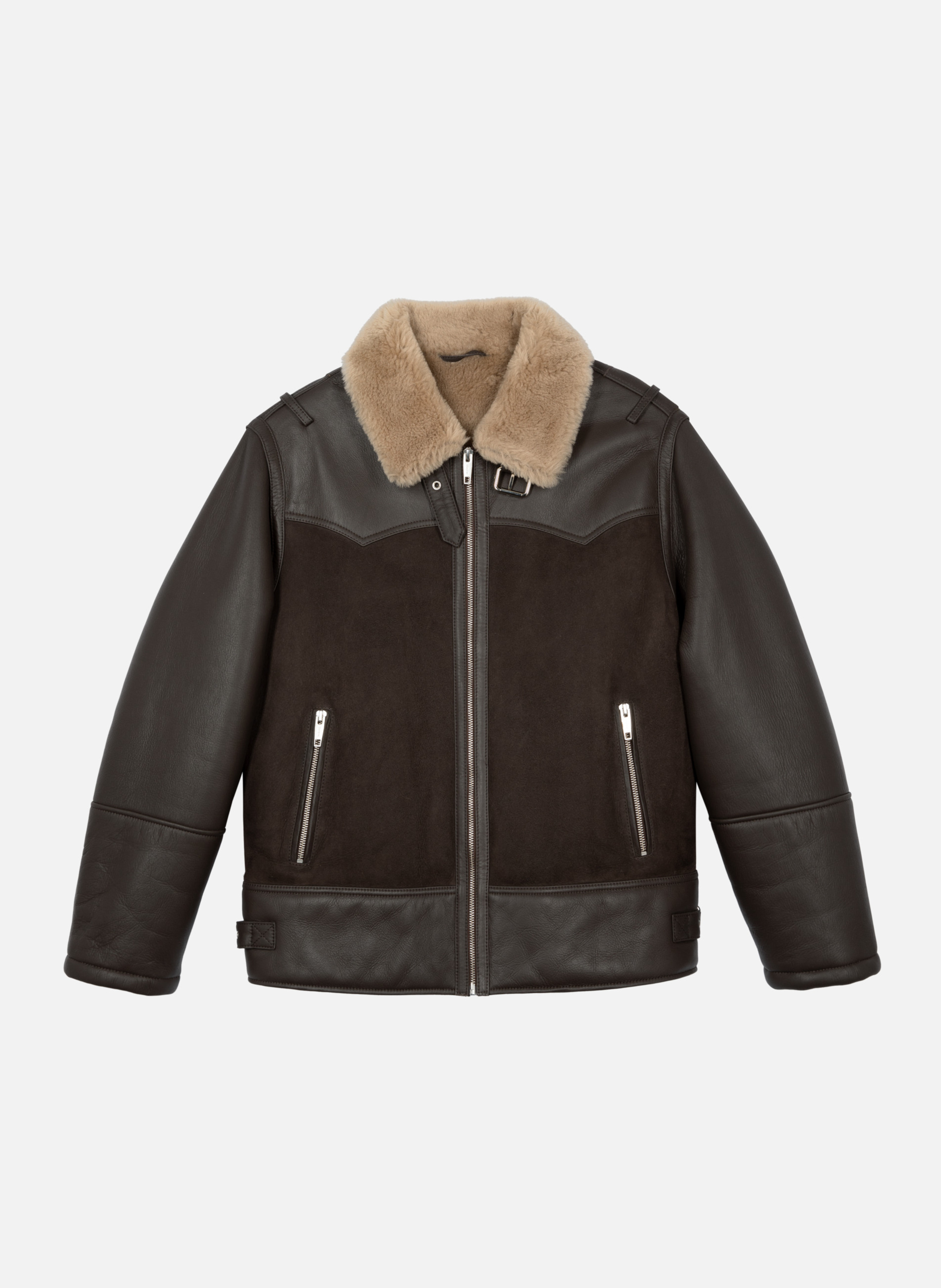 Short sheepskin coat with sherpa collar THE KOOPLES Brown