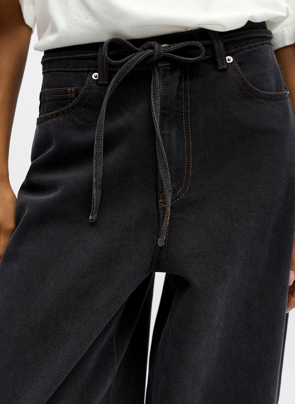 Wijde jeans - katoenblend OBJECT Zwart