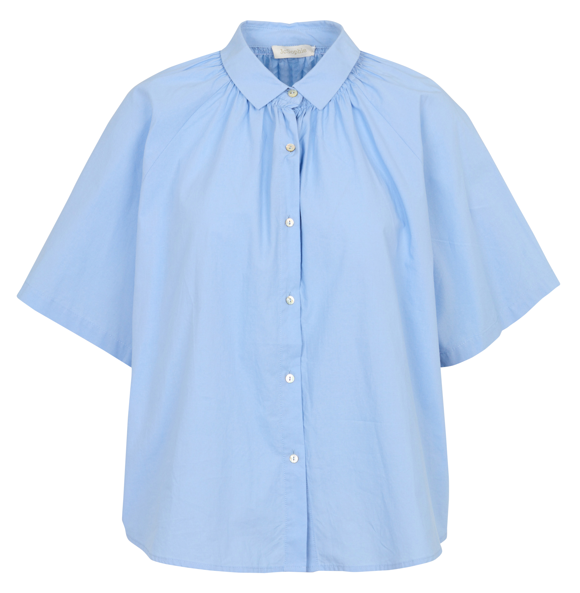 Weit geschnittene Baumwollbluse mit klassischem Kragen JC SOPHIE Blau
