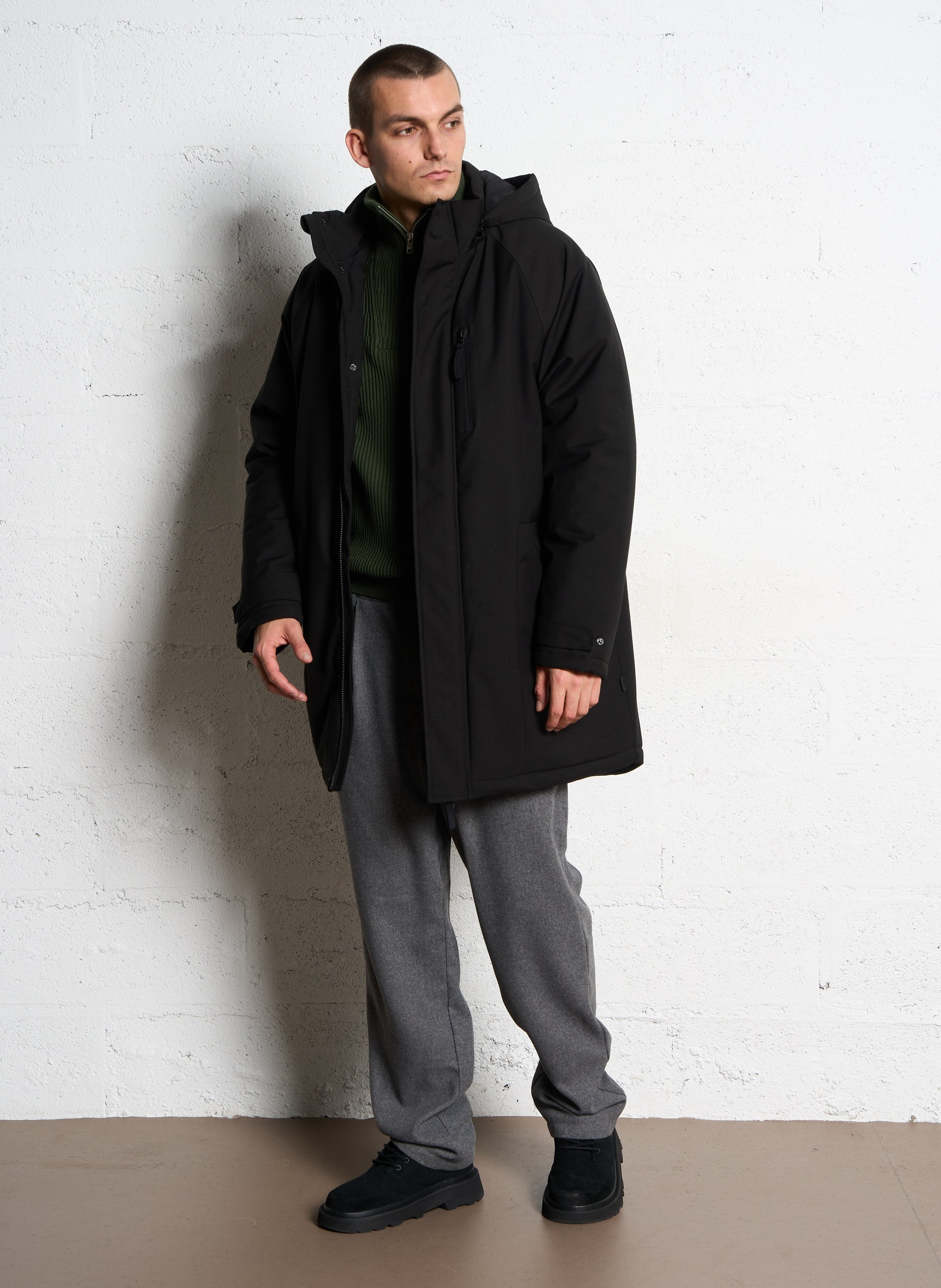 Oversized solid color hooded parka SOLID Black
