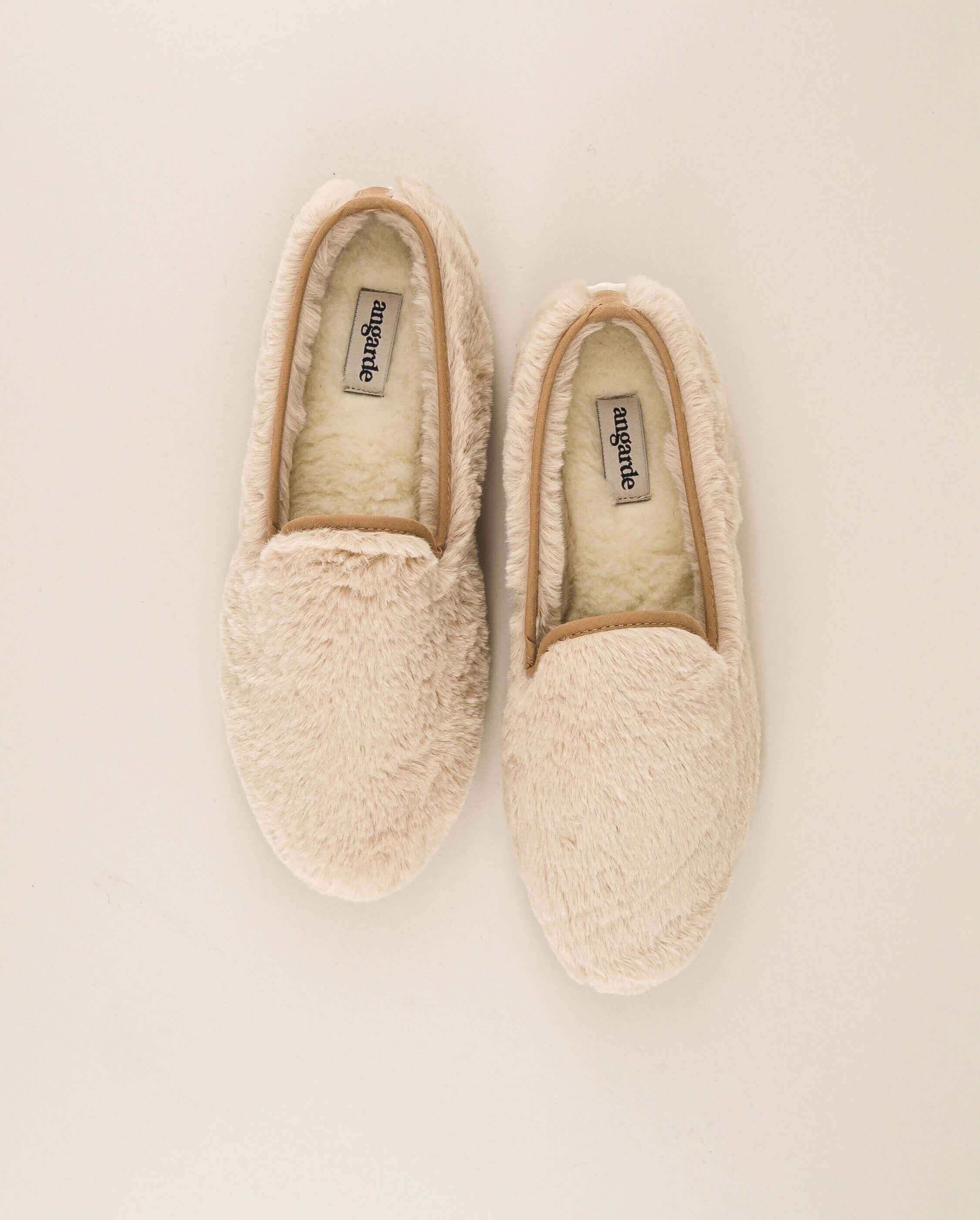 Women's vegan fur slipper, beige ANGARDE Beige