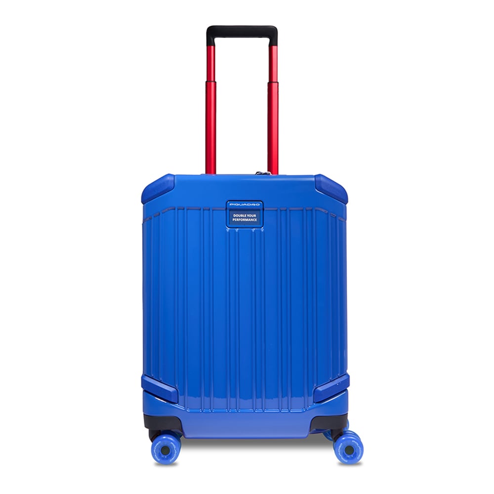 Cabin trolley suitcase with 4 wheels, TSA lock, and USB and USB type-C ports PIQUADRO Blue