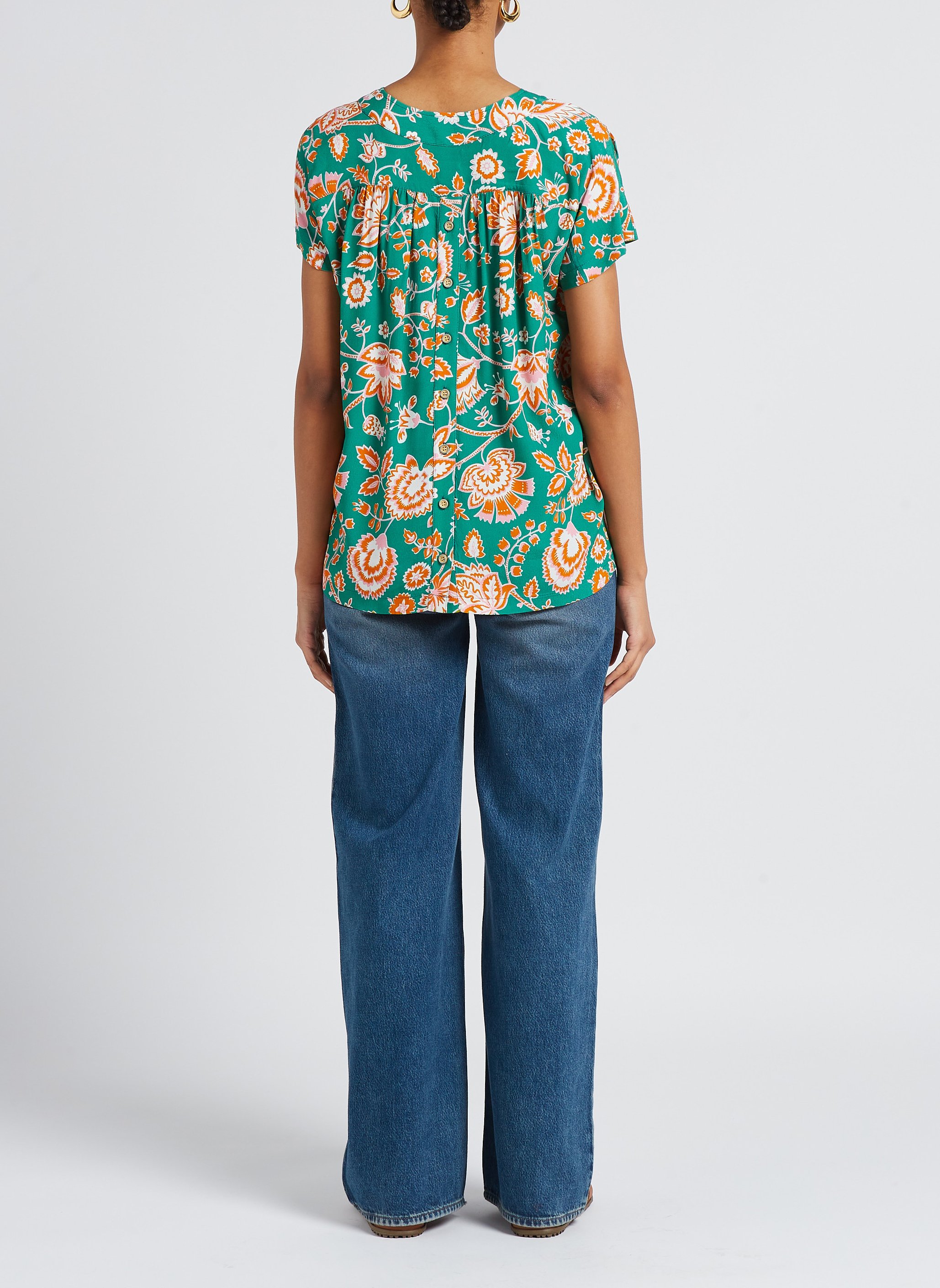 Geblümtes Top mit V-Ausschnitt LA PETITE FRANCAISE Grun