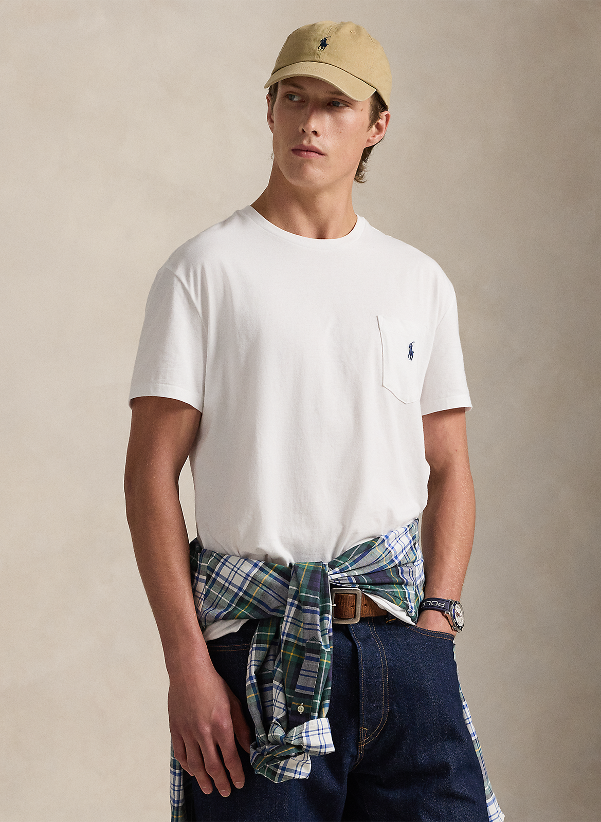 Besticktes Rundhals-T-Shirt aus Baumwolle, Classic Fit POLO RALPH LAUREN Weiss