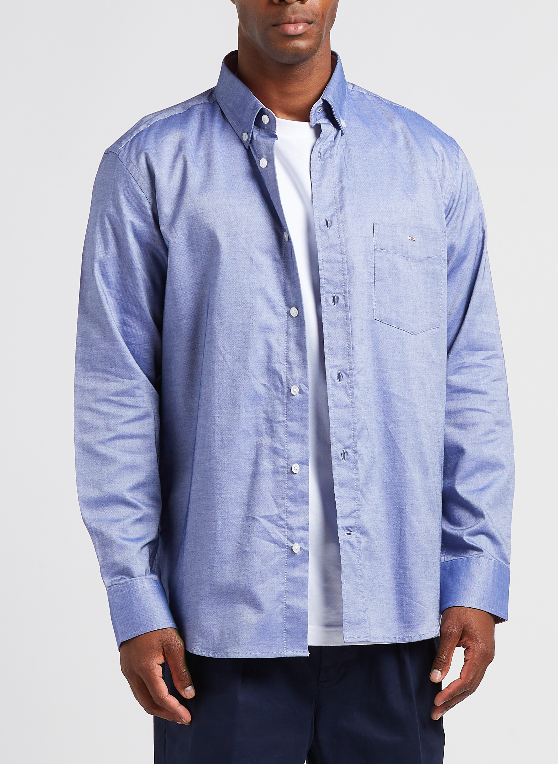 Straight-cut cotton shirt with classic collar EDEN PARK Blue