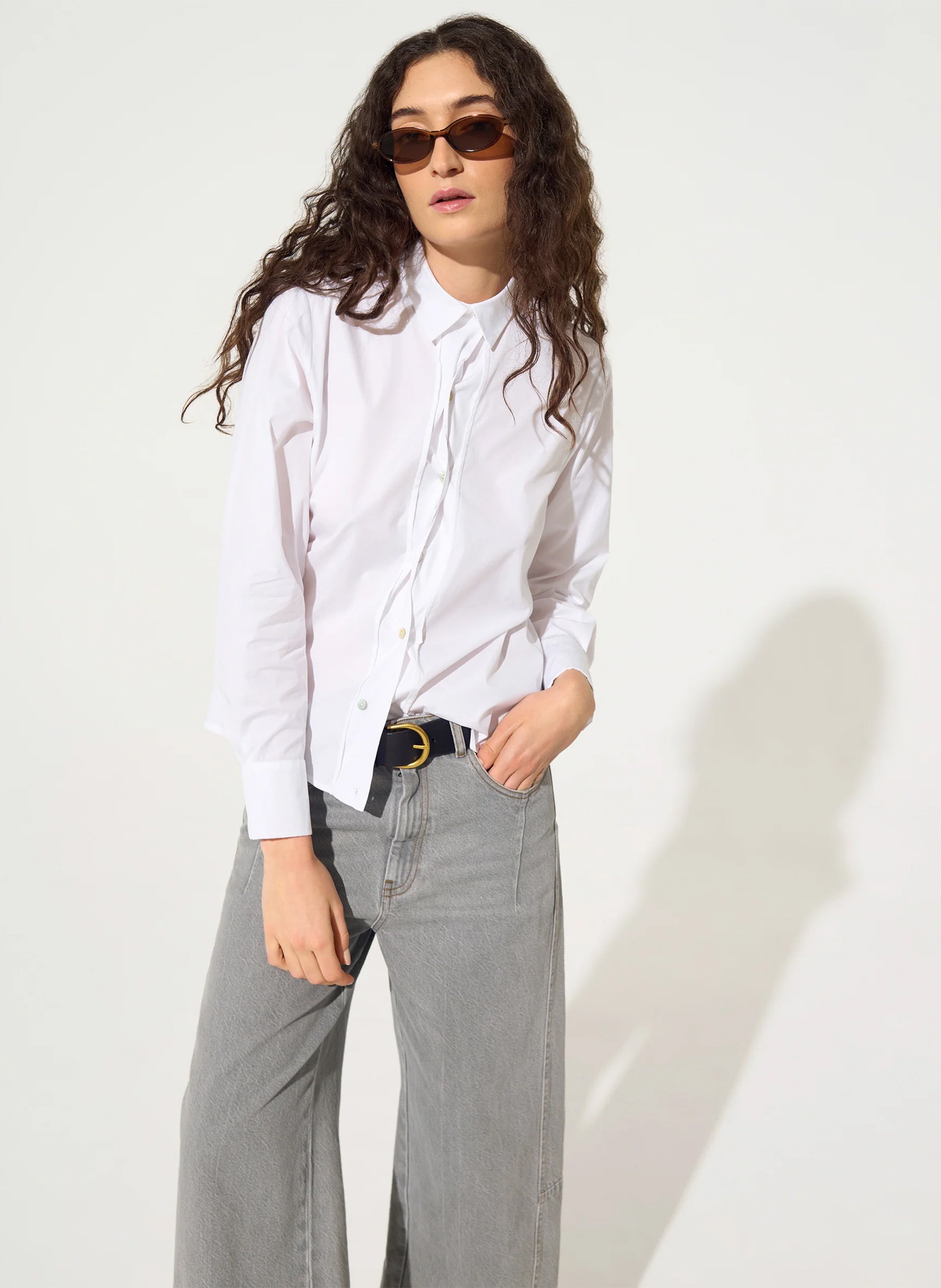 Chemise droite col classique en coton COTELAC Blanc