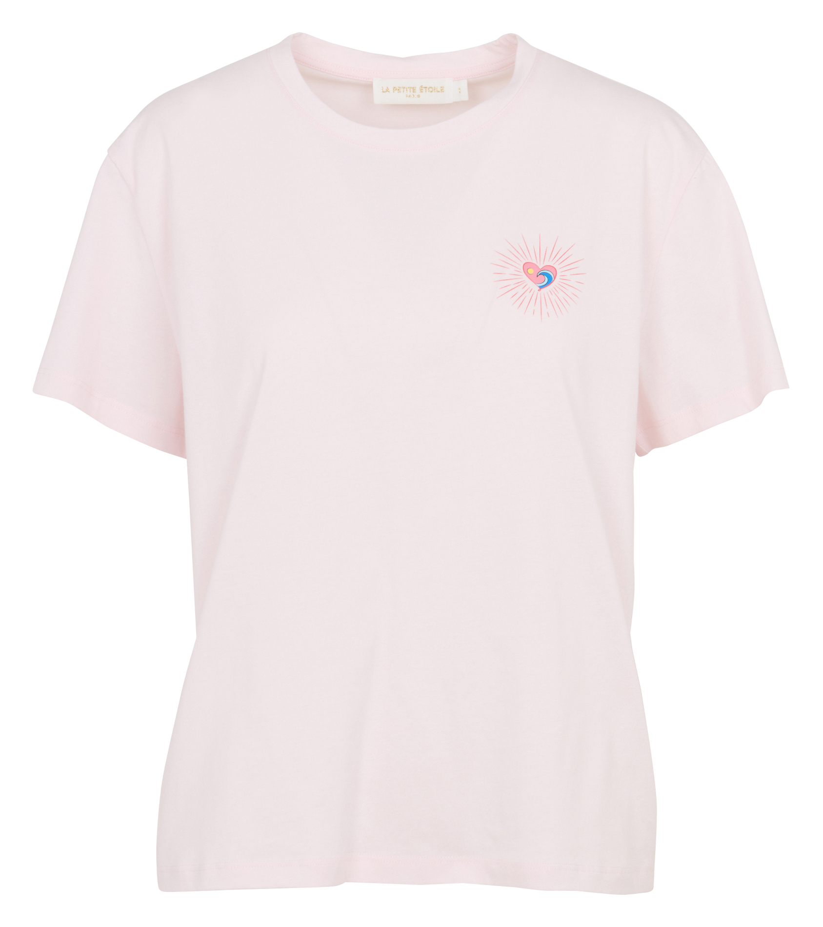 Straight round-neck cotton T-shirt with screen print LA PETITE ETOILE Pink