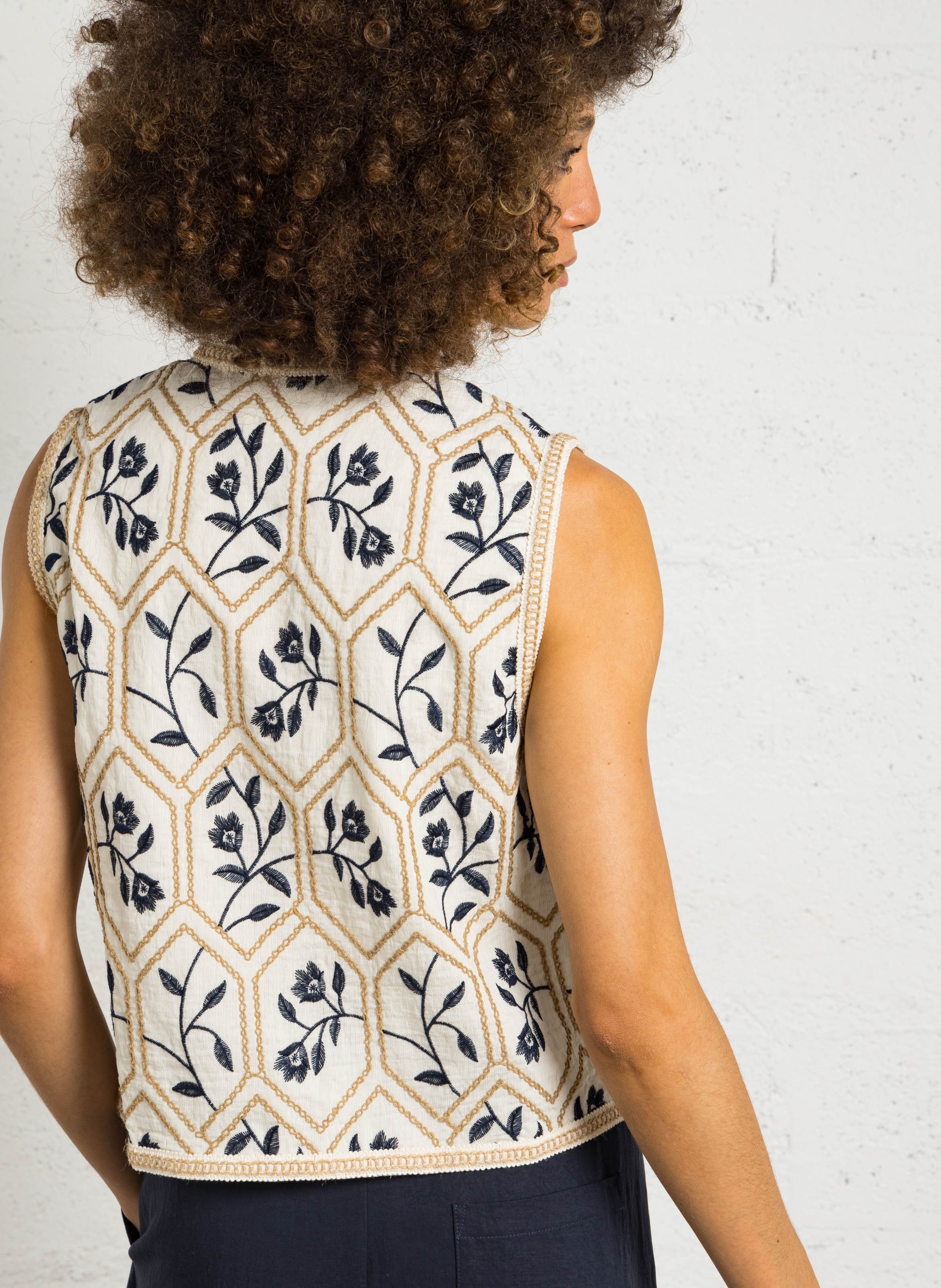 Bestickte Jacke mit Rundhalsausschnitt THE KORNER Blau