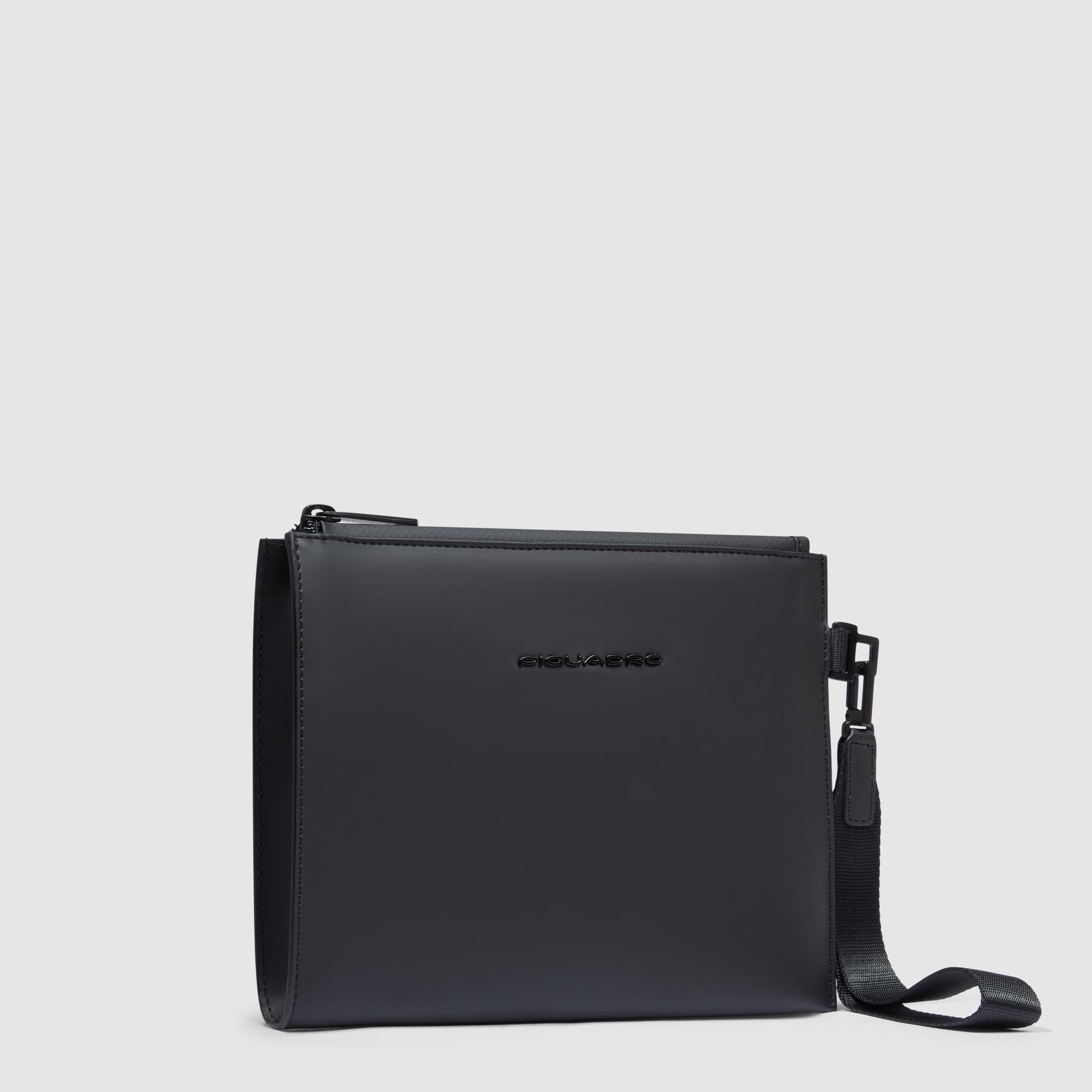 Water-repellent canvas clutch with removable handle PIQUADRO Black