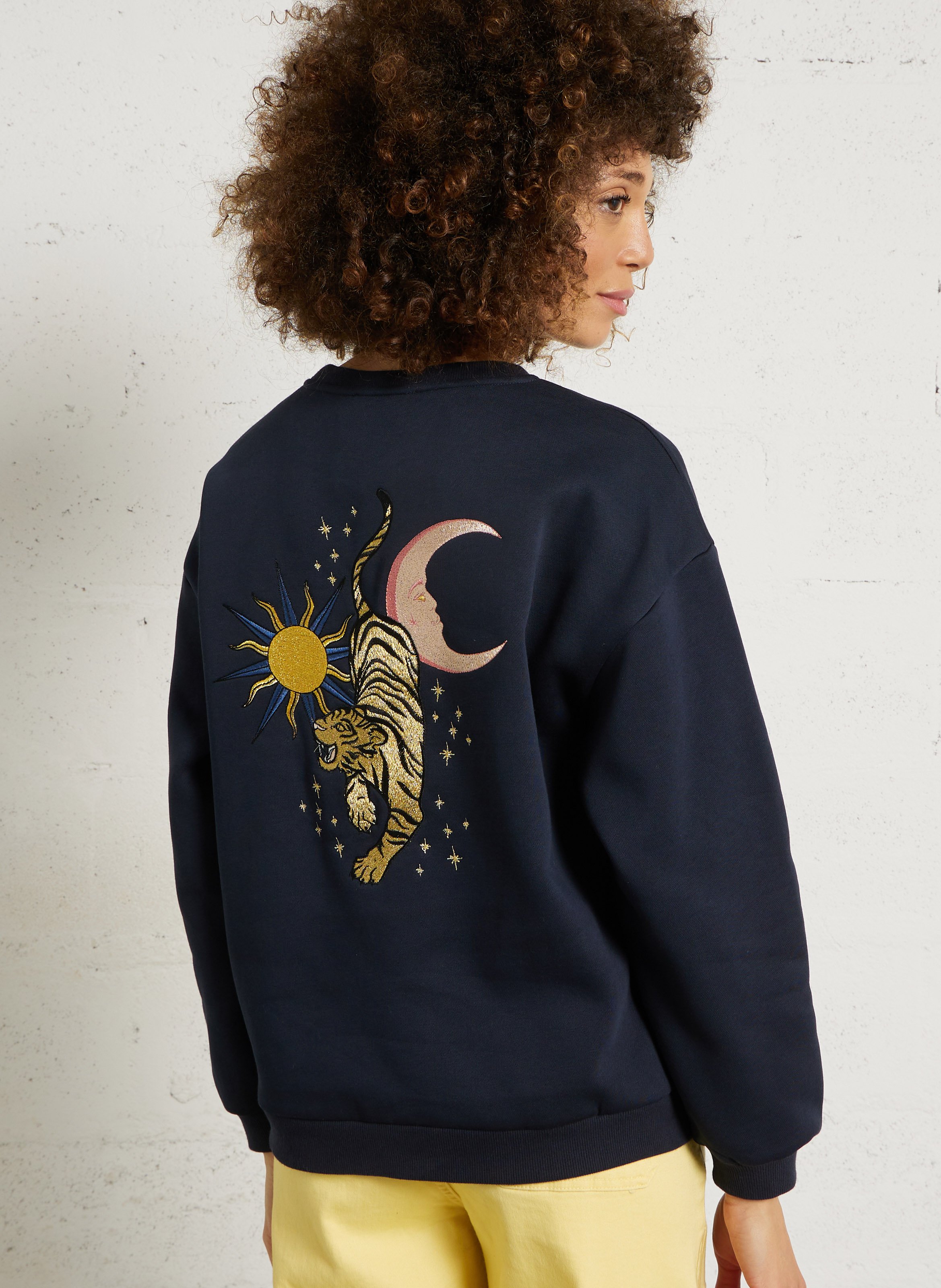 Gerade geschnittenes Rundhals-Sweatshirt aus Baumwoll-Mix LA PETITE ETOILE Blau