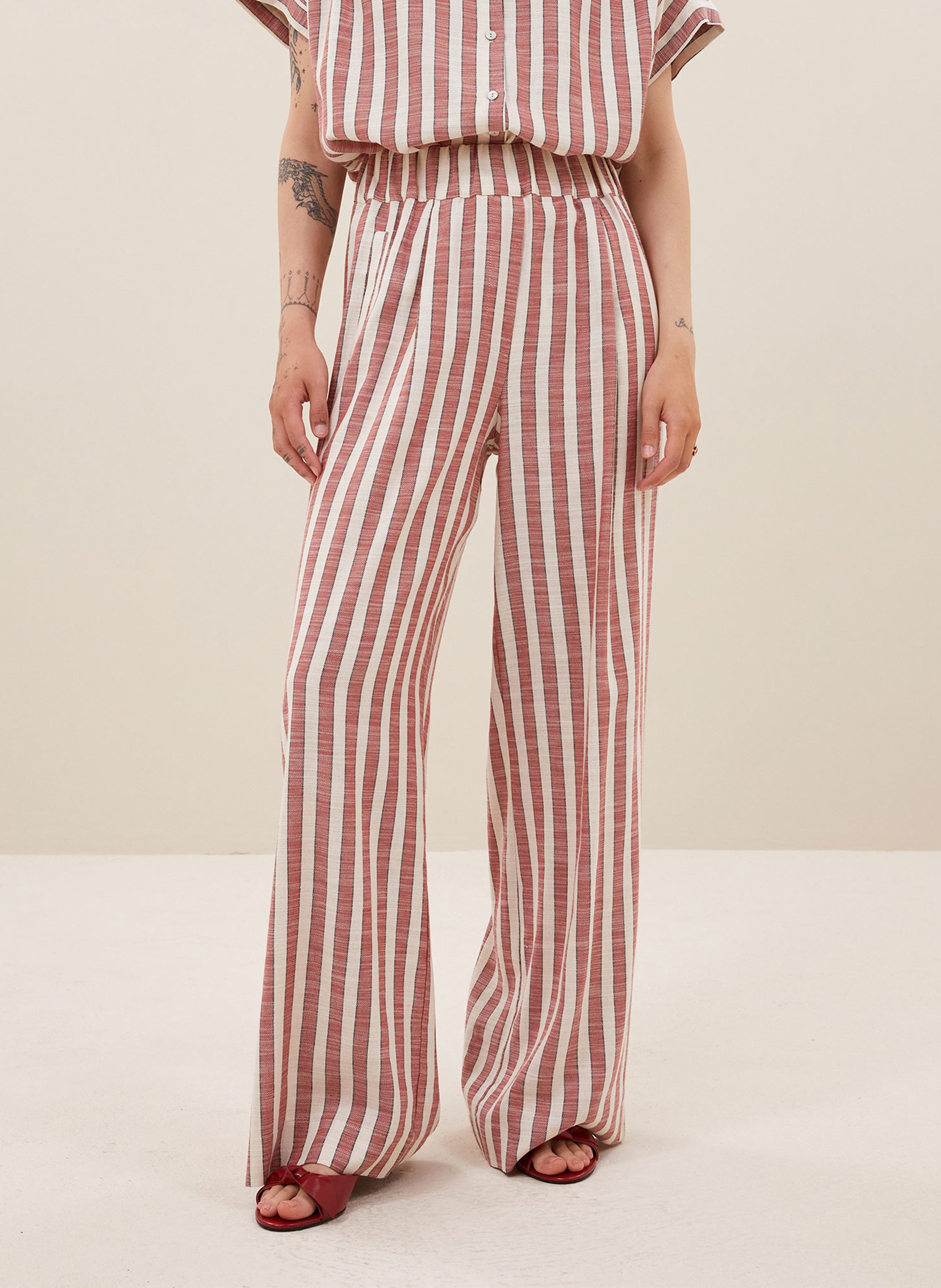 Chino van katoenmix BY BAR Rood