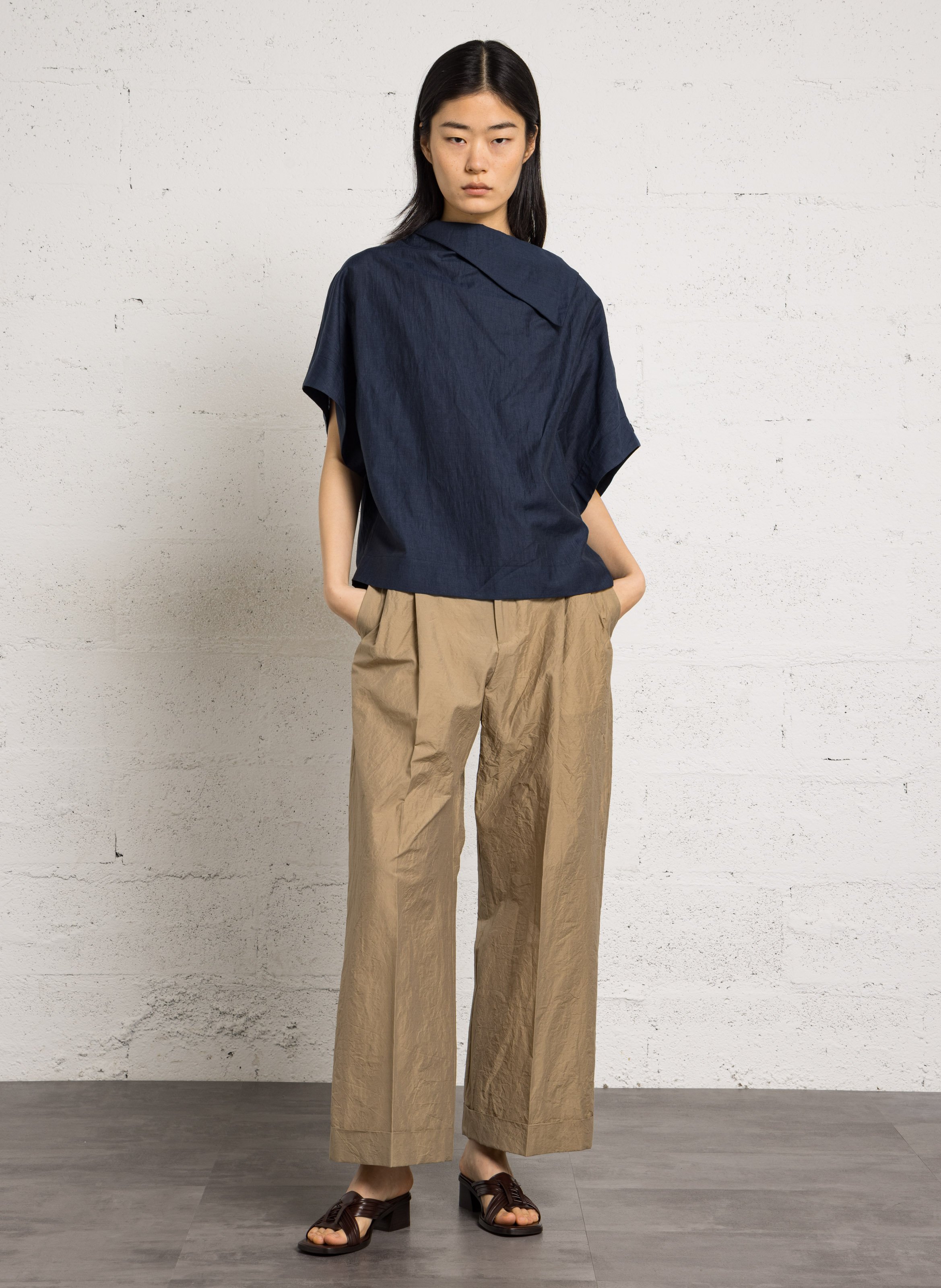 Blous oversize en lin et coton bio mélangé SOEUR Bleu