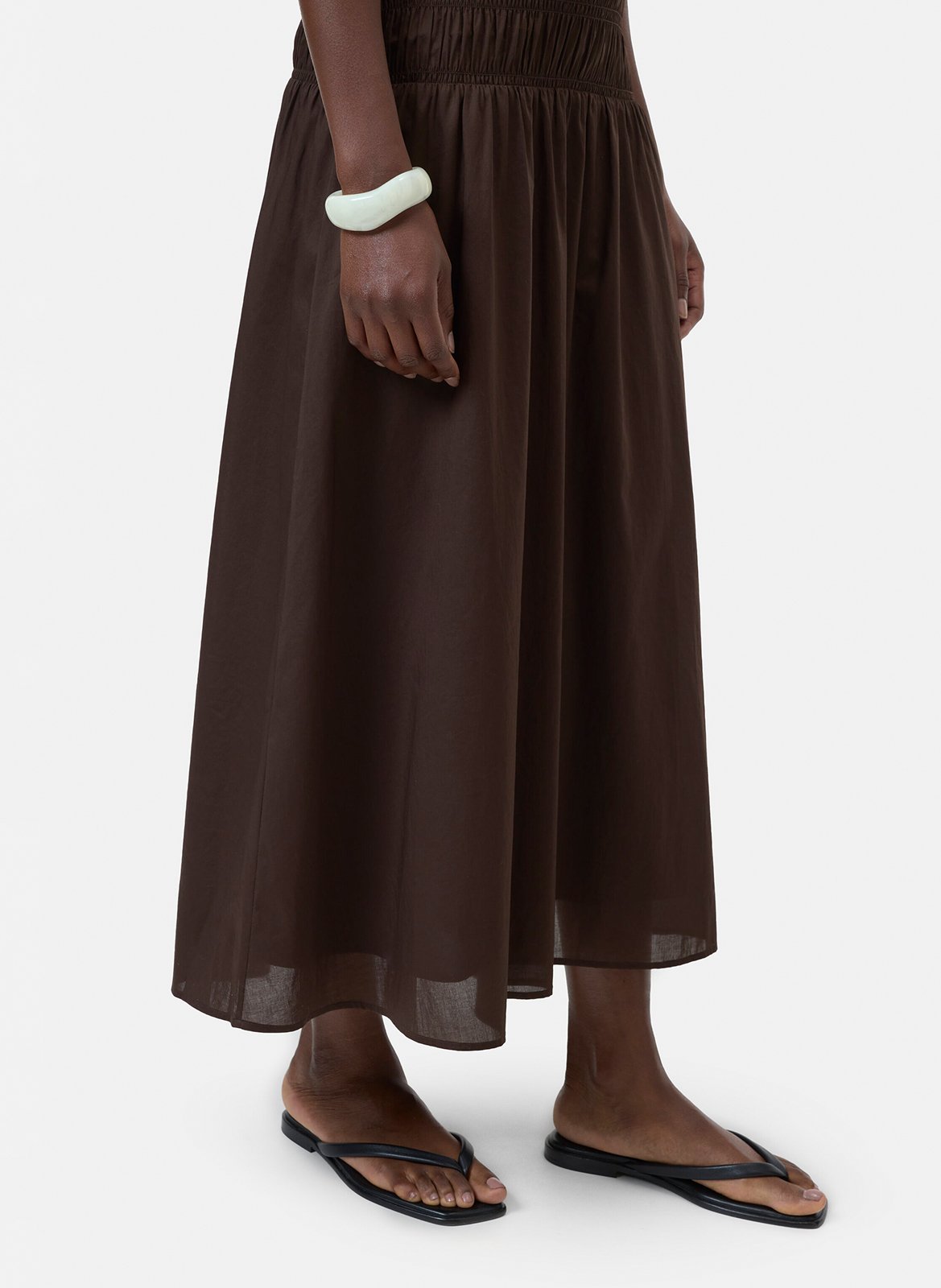 Robe longue col rond en coton CLOSED Marron