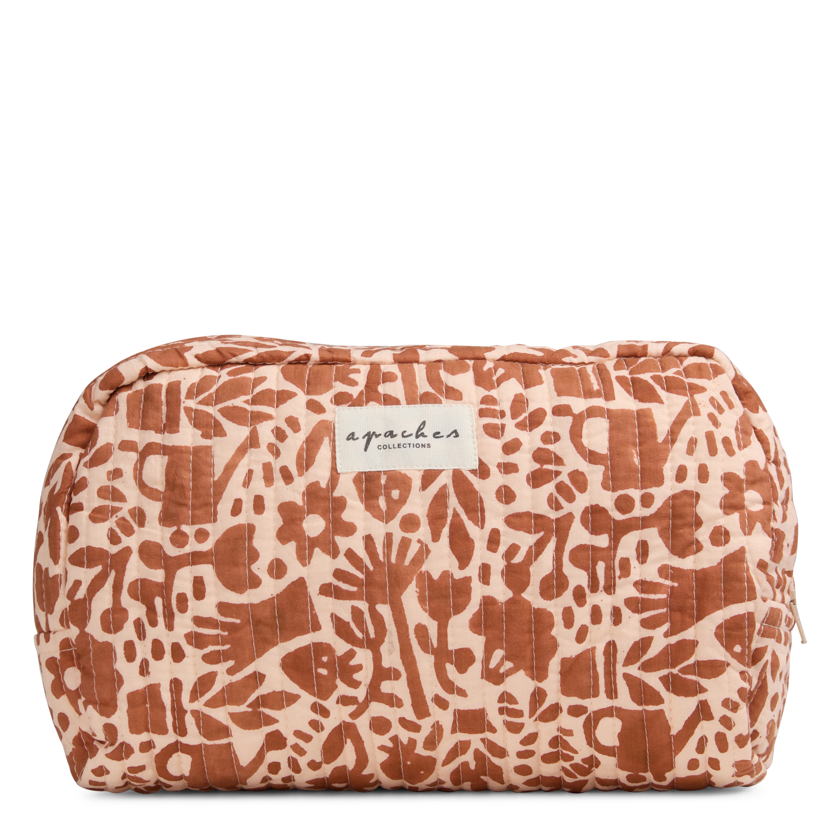 Grande trousse matelassée à motif APACHES COLLECTIONS Marron