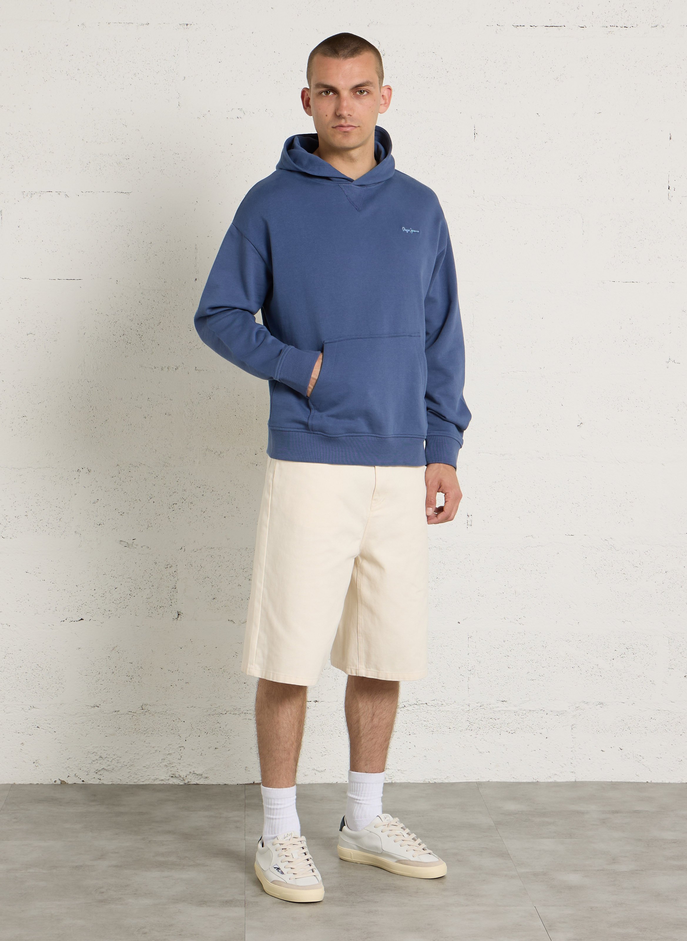 Rechte hoodie met geborduurd katoen PEPE JEANS Blauw