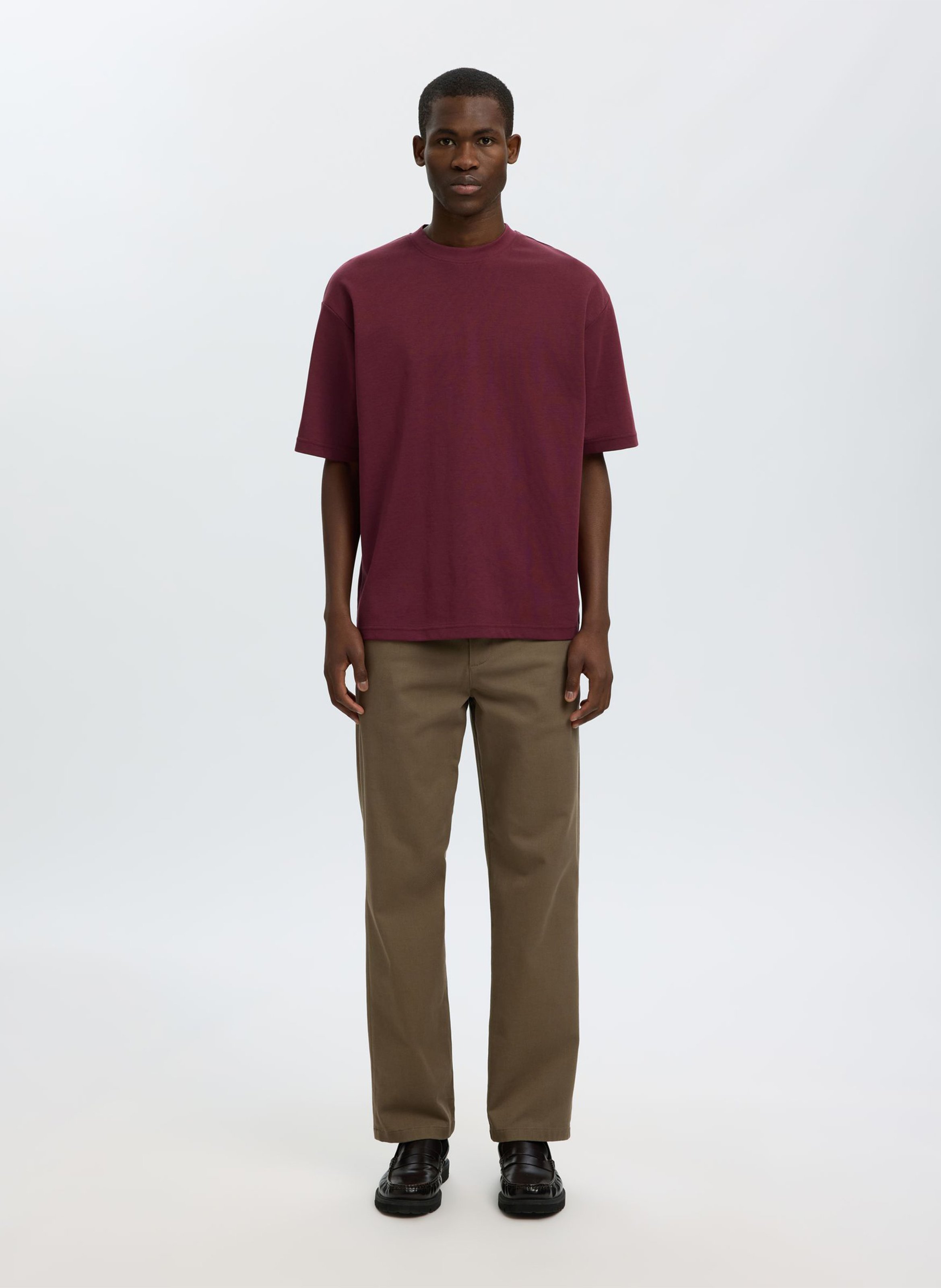 Oversized organic cotton blend t-shirt | Plums SELECTED Men