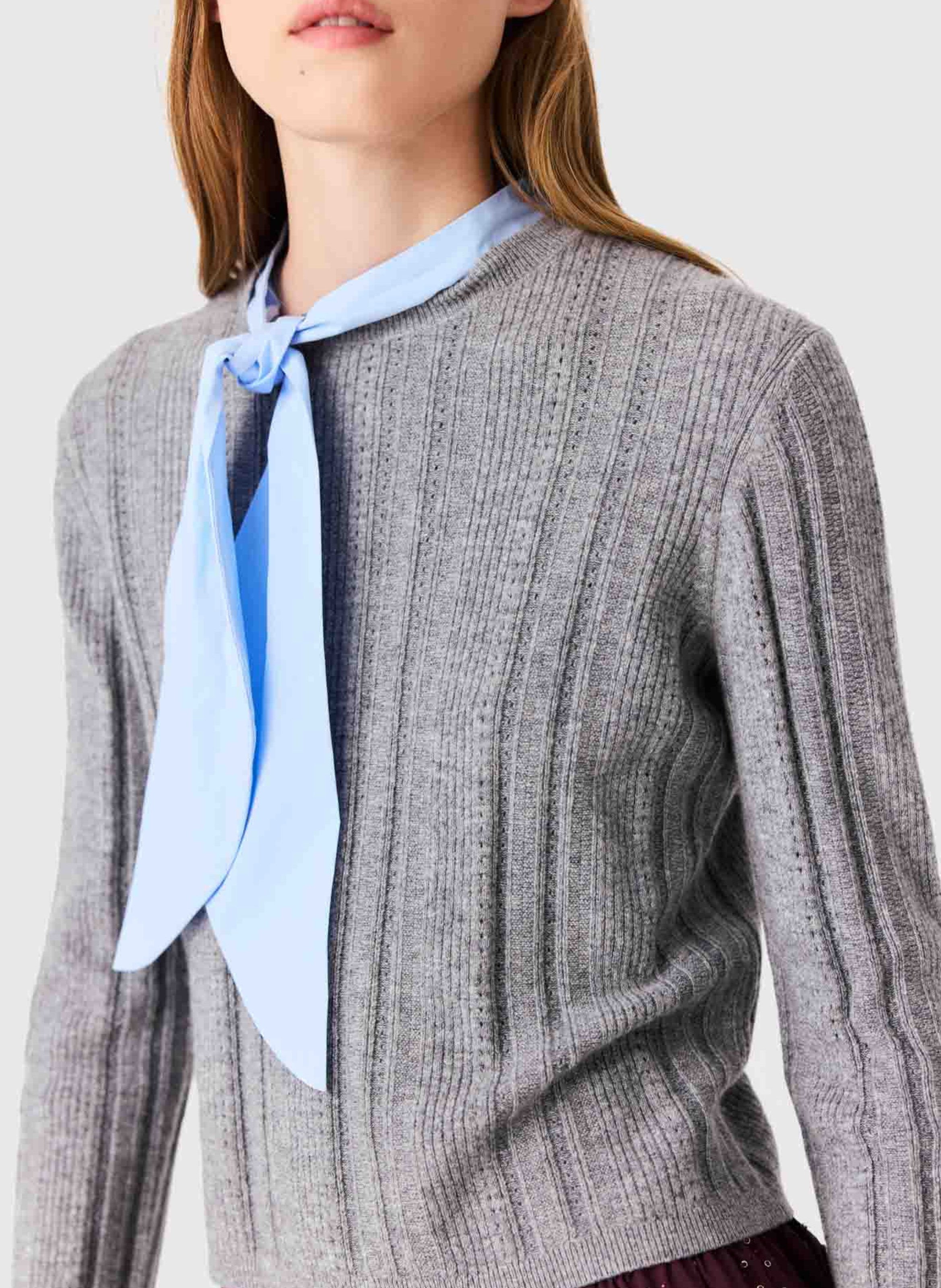 Pull droit en laine mélangée MAJE Gris
