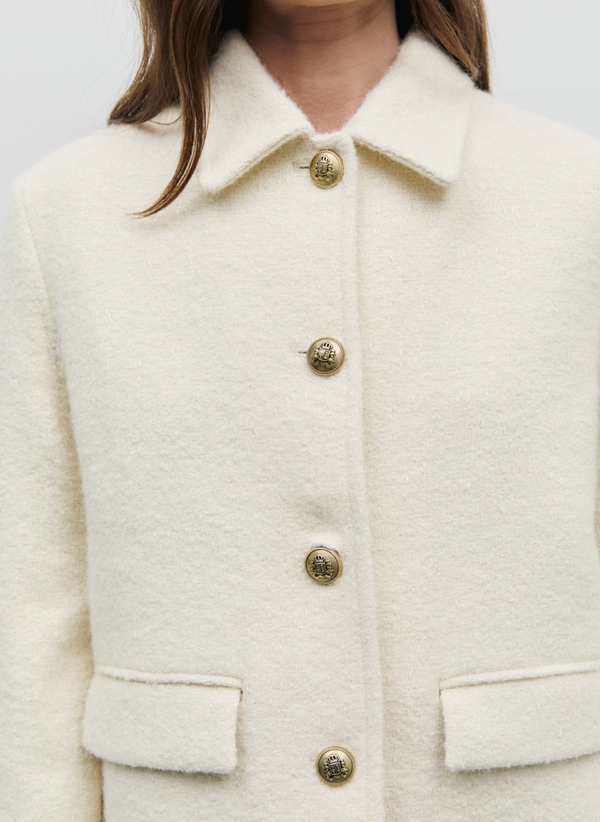 Veste droite col classique en maille GERARD DAREL Beige