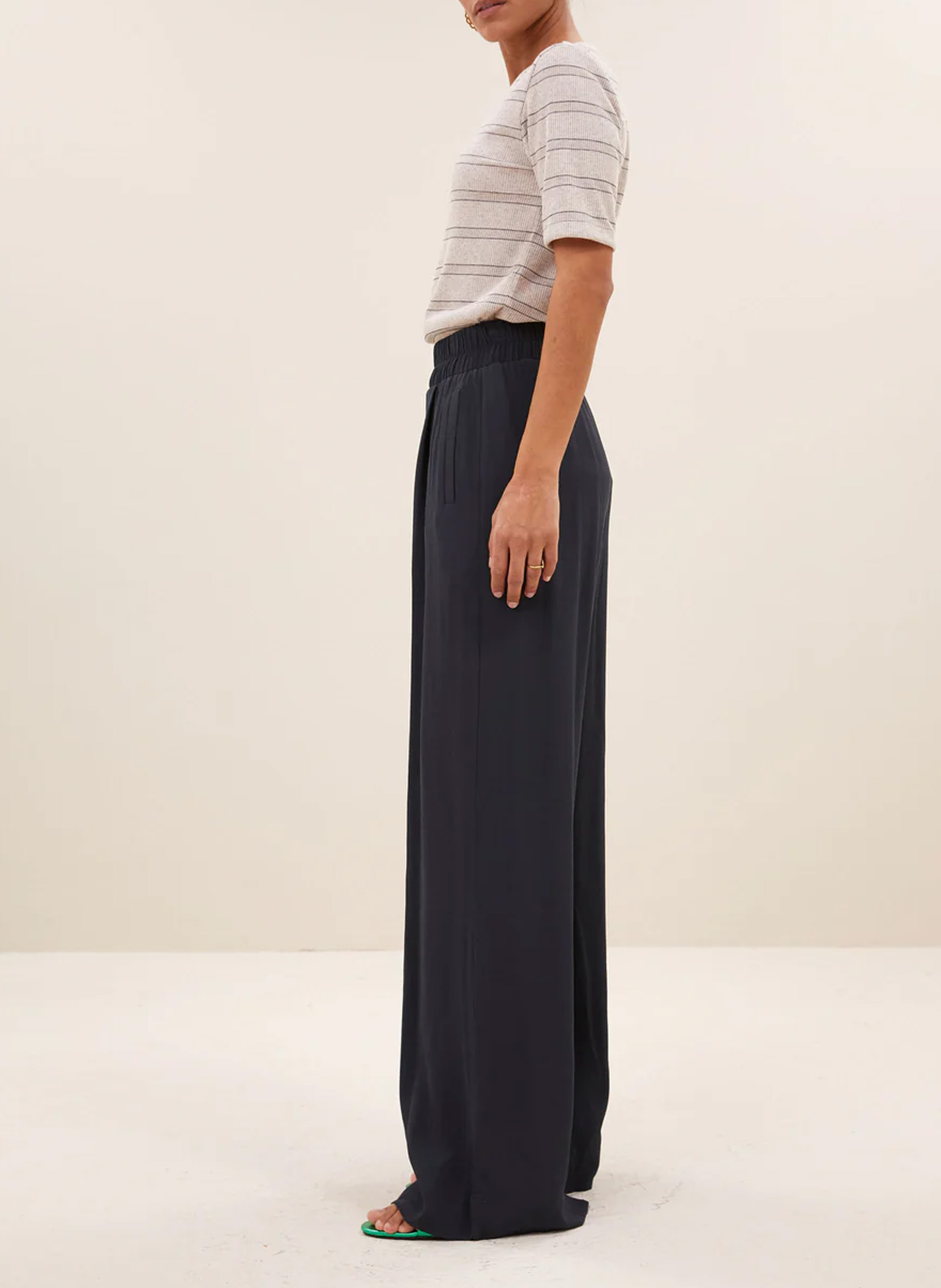 High-waisted wide-leg pants BY BAR Grey