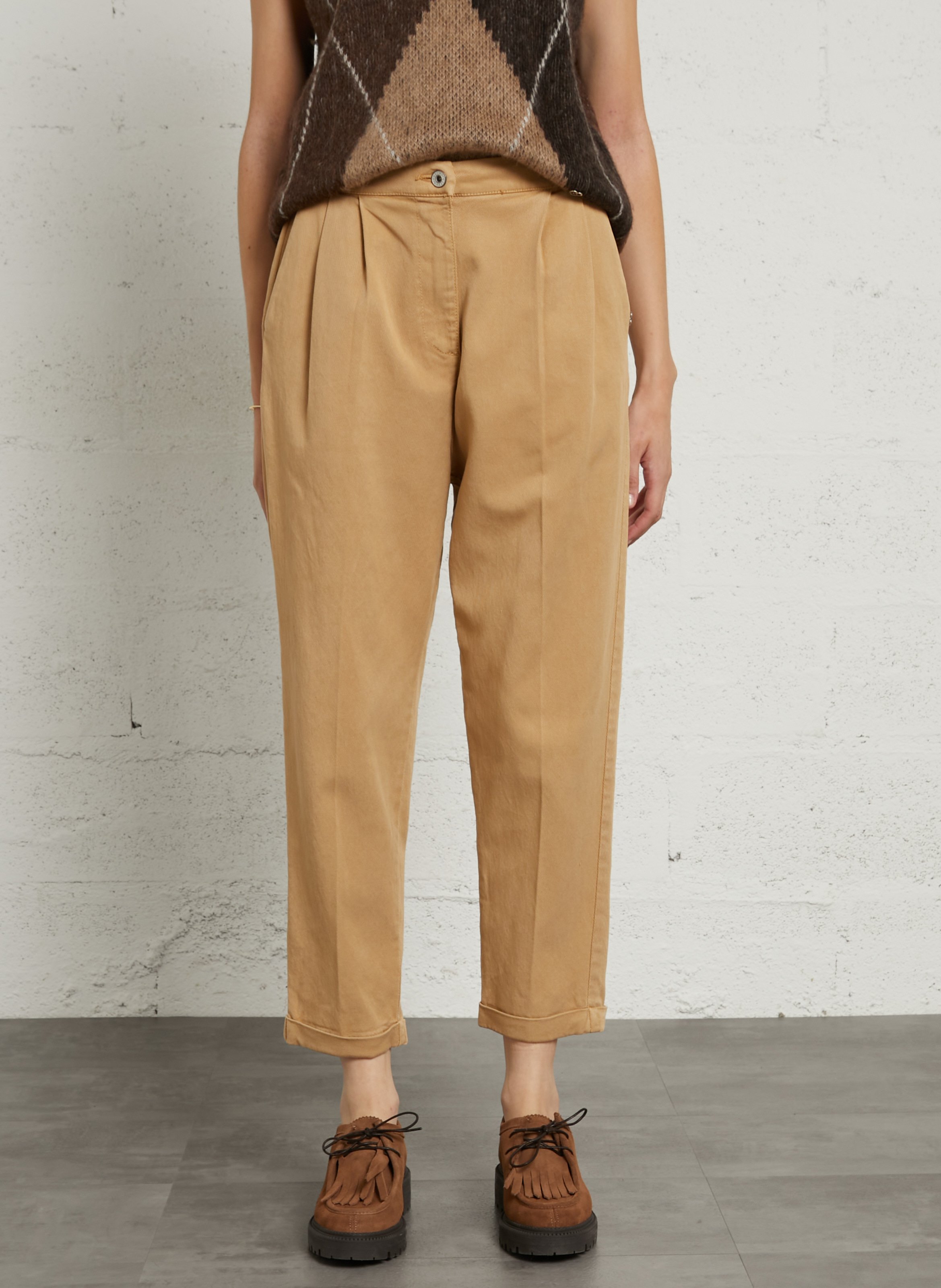 High-waisted wide-leg pants PLEASE Brown