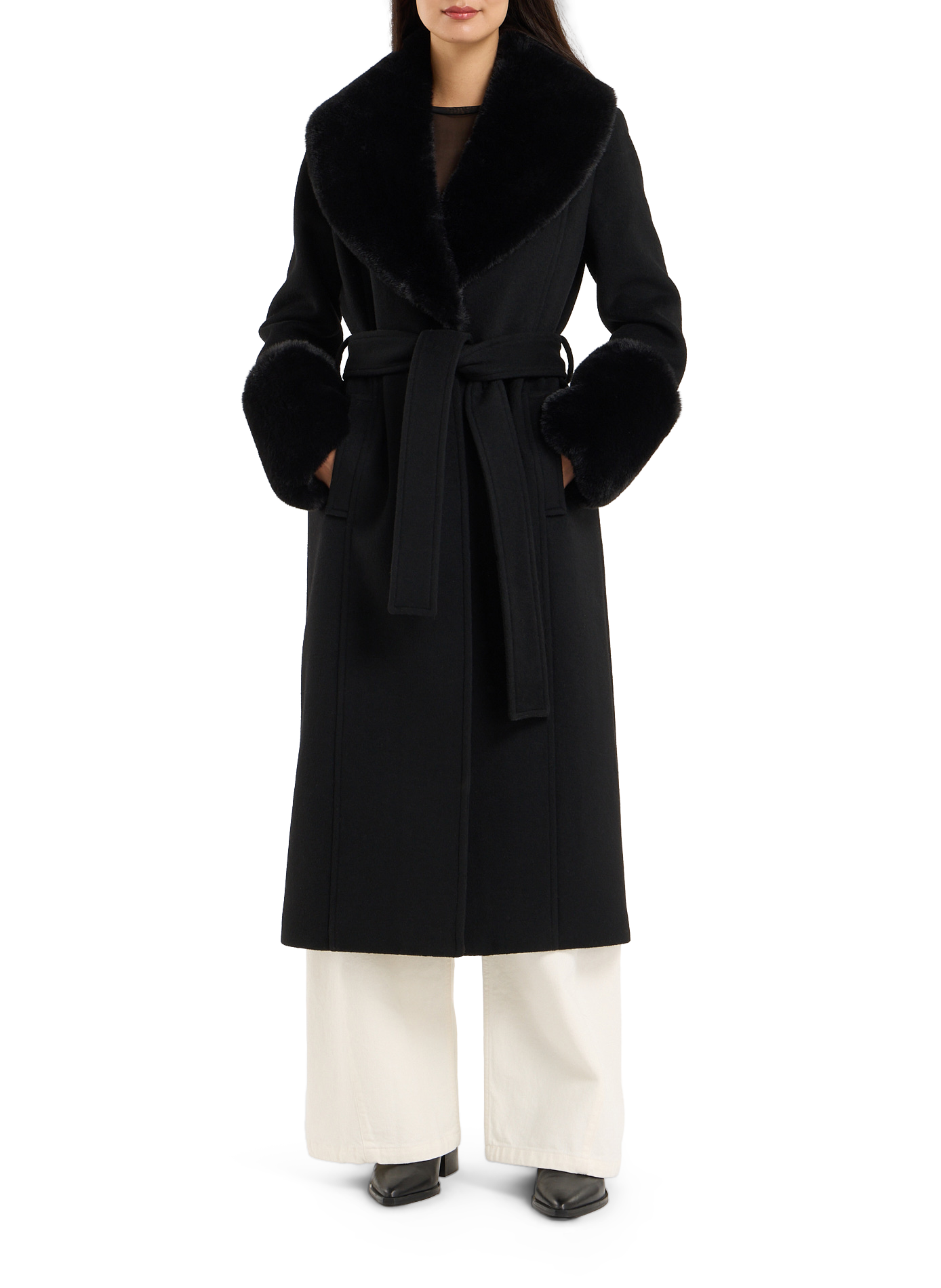 Long Sarlene wool blend coat SAISON 1865 Black