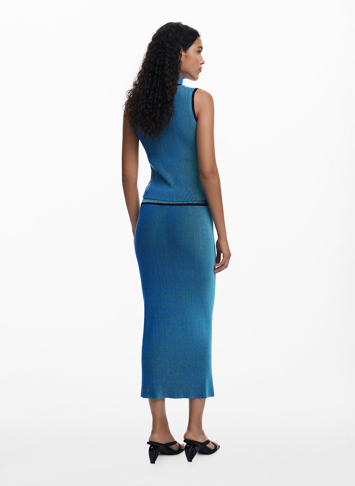 Striped midi tube skirt DESIGUAL Blue