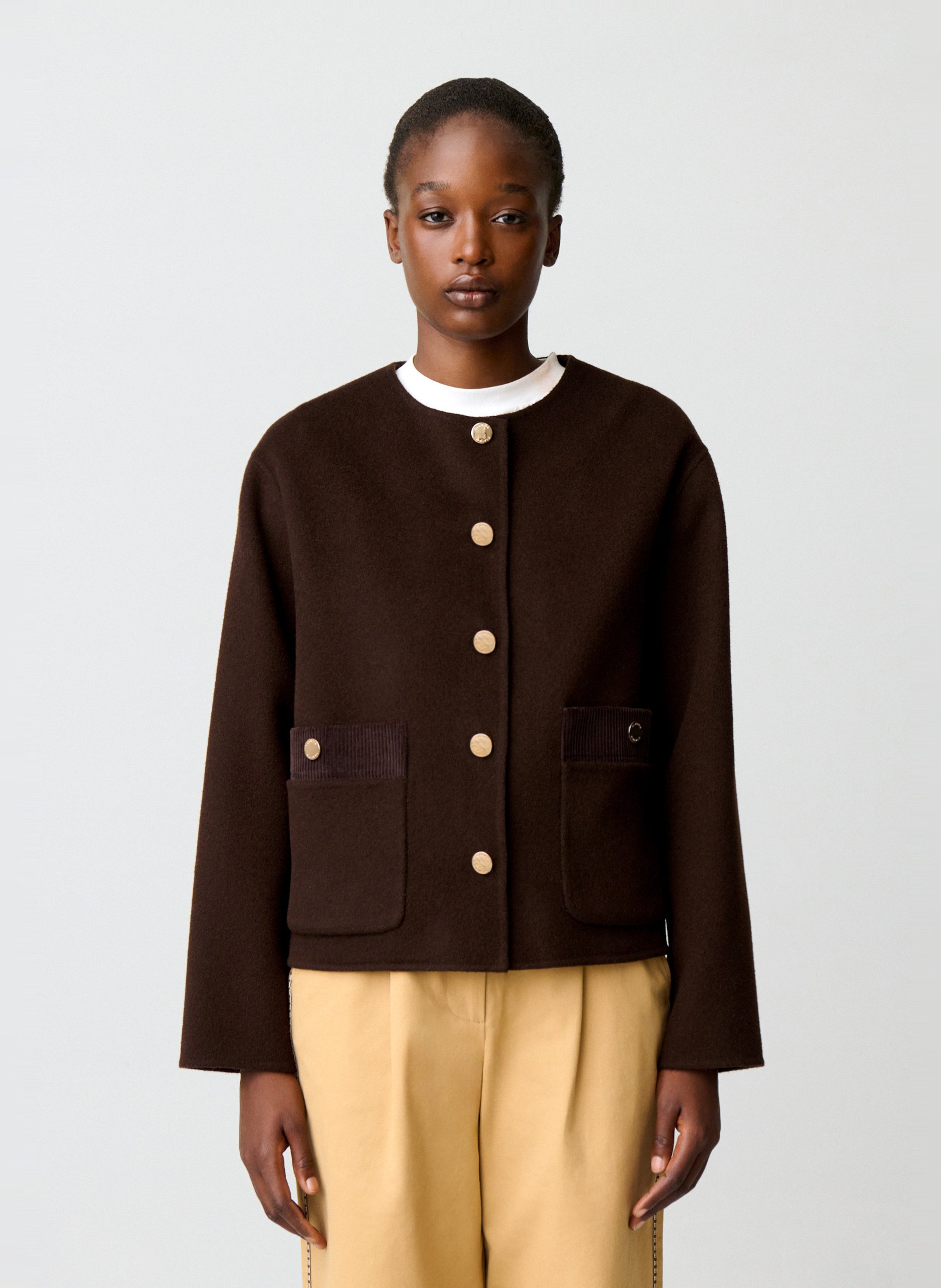 Gerader Mantel aus Wollmix CLAUDIE PIERLOT Braun