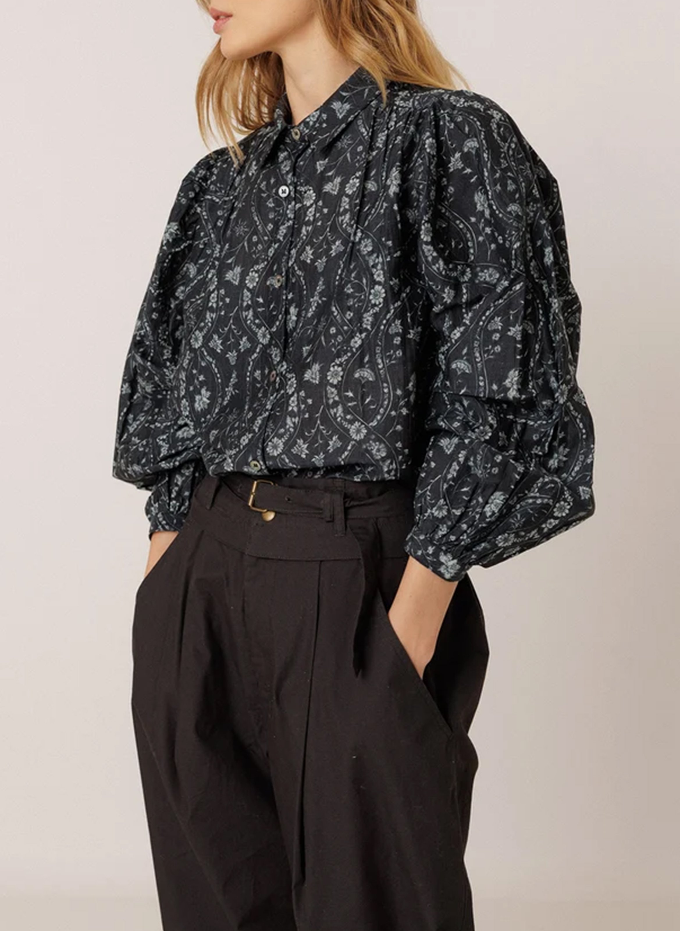 Oversized cotton and silk shirt INDI & COLD Blue
