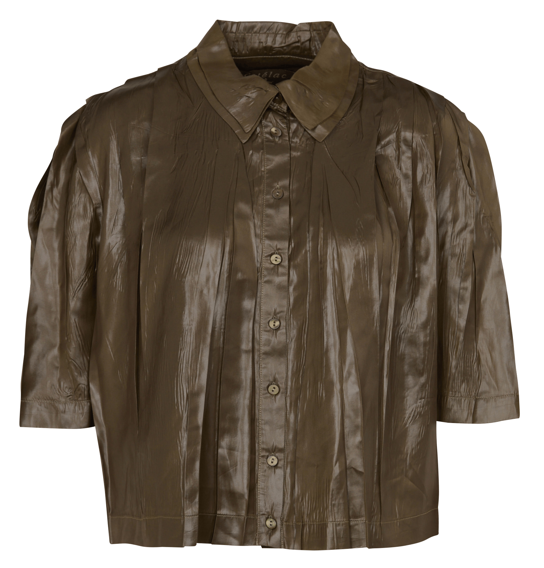 Chemise droite boutonnée froissée COTELAC Marron