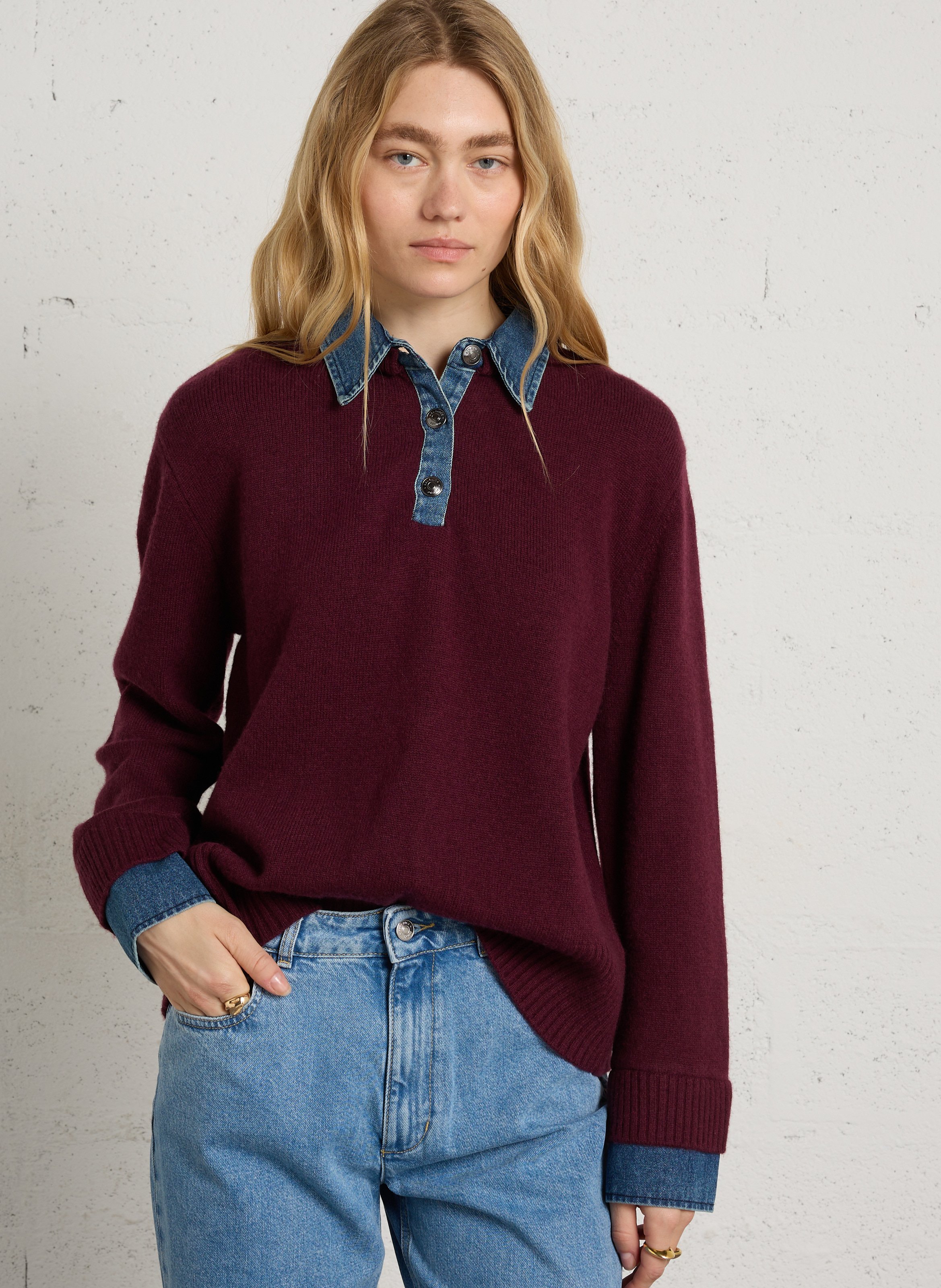Pull droit col classique en laine BERENICE