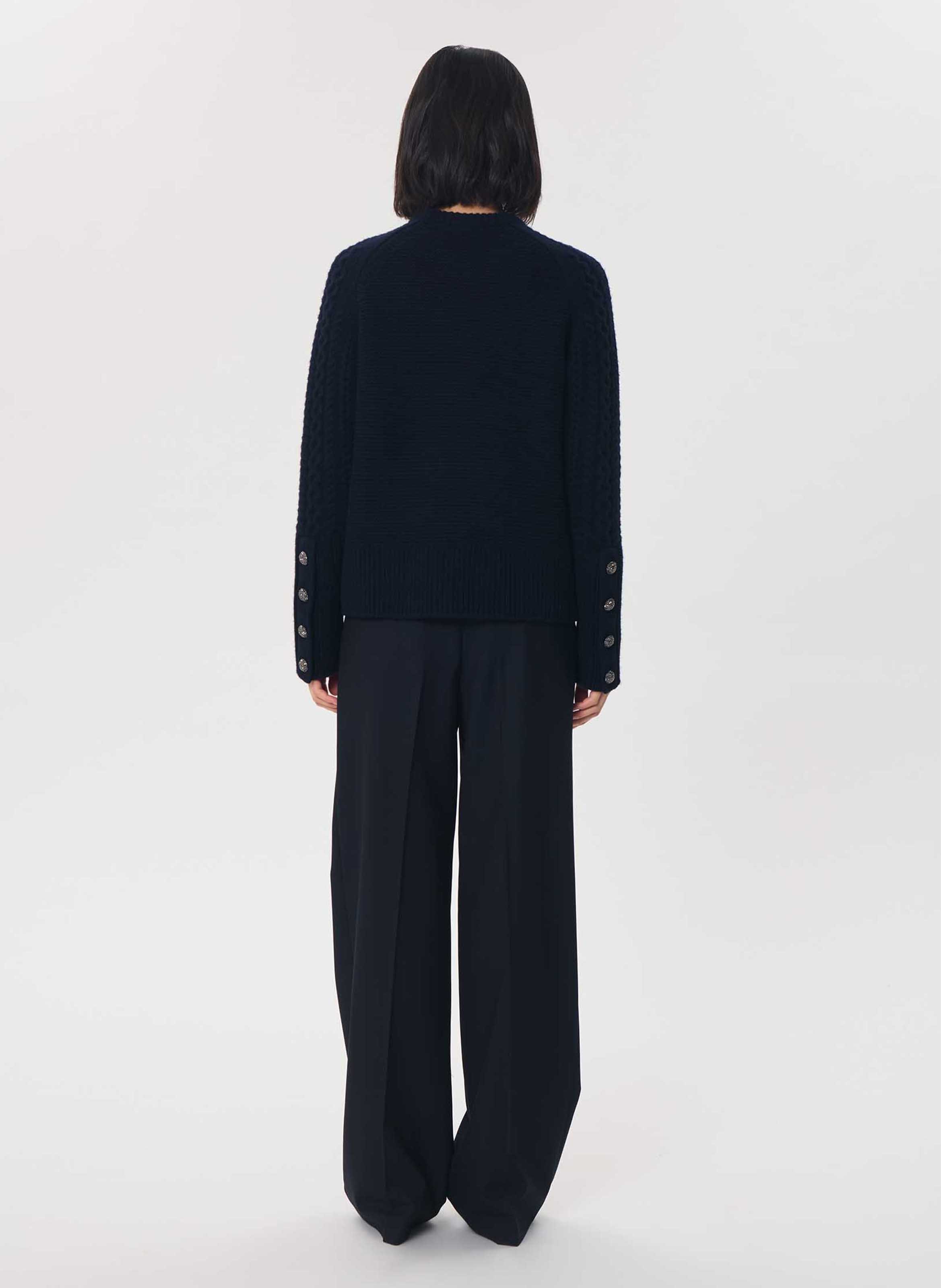 Straight round-neck wool jumper TARA JARMON Blue