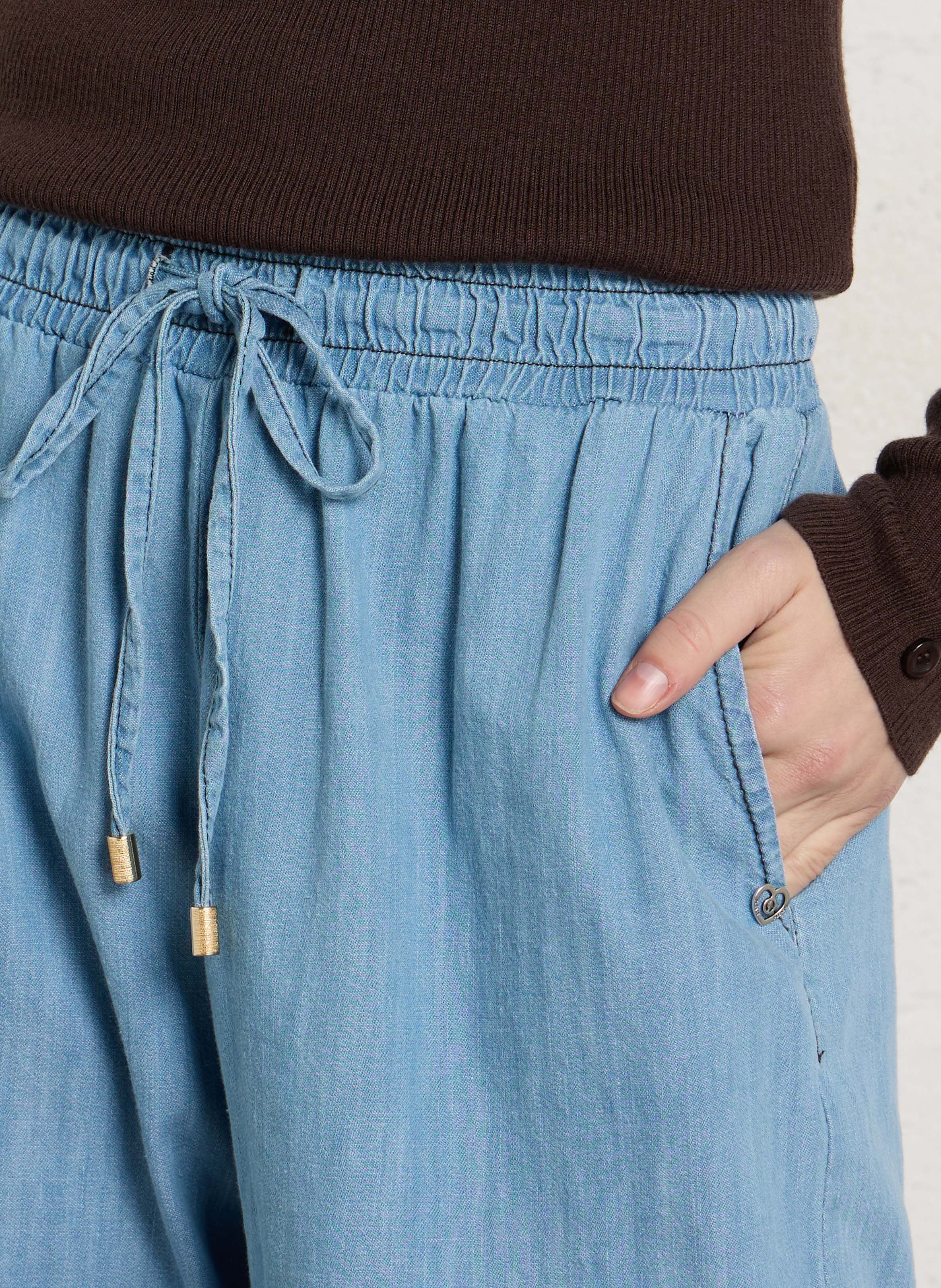 Pantalon large en coton PLEASE Bleu