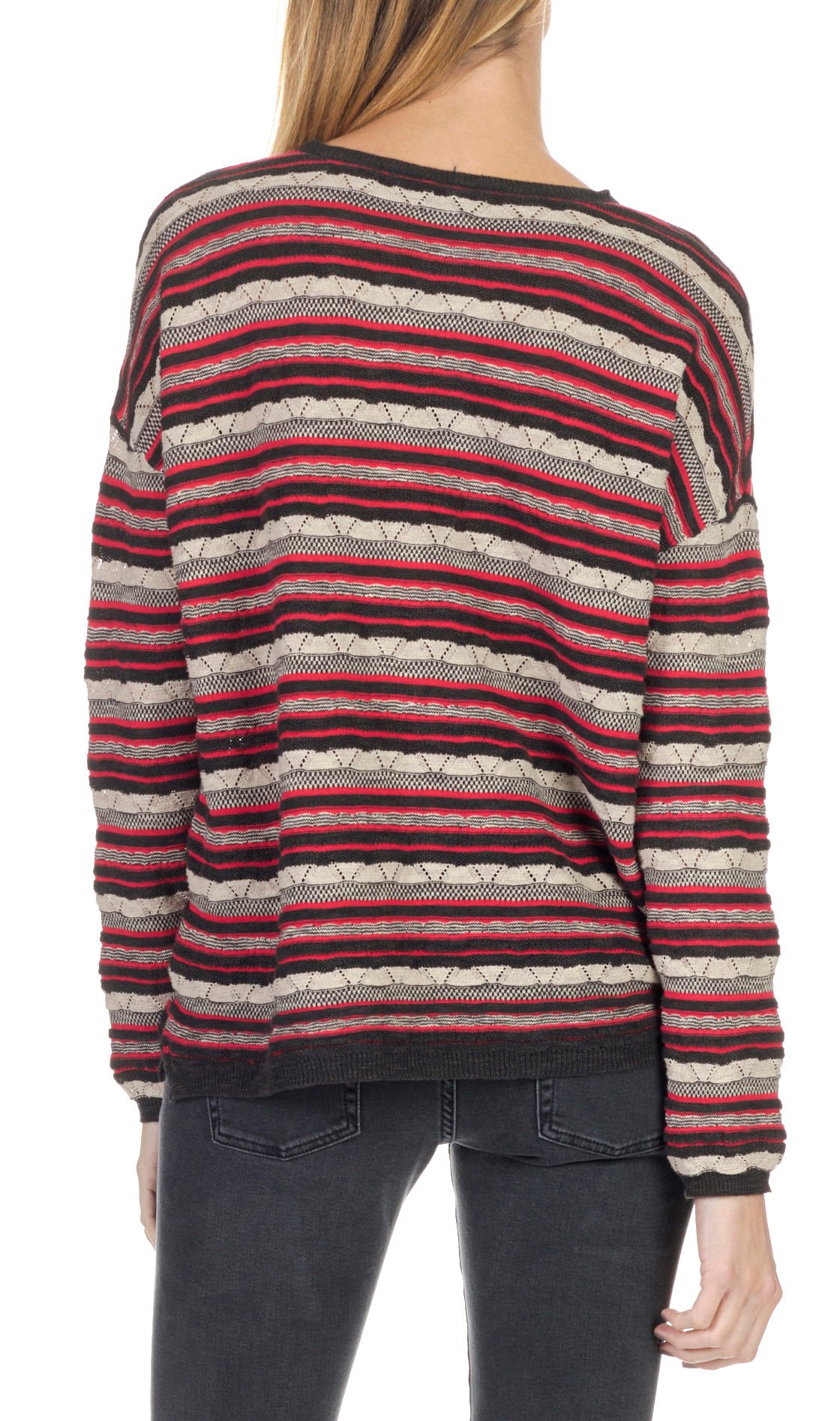 Qero striped cotton and linen round-neck sweater SWILDENS Black