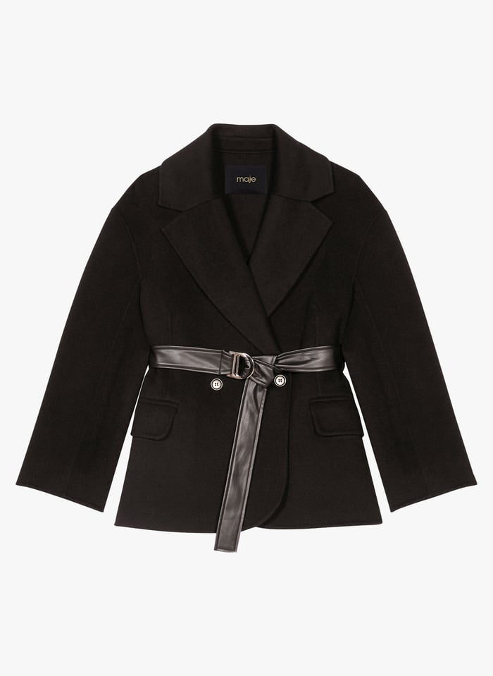 Maje black sale wool coat