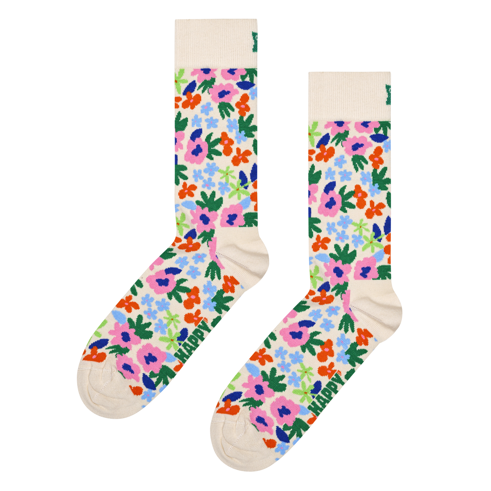 Geblümte Socken aus Baumwoll-Mix HAPPY SOCKS Weiss