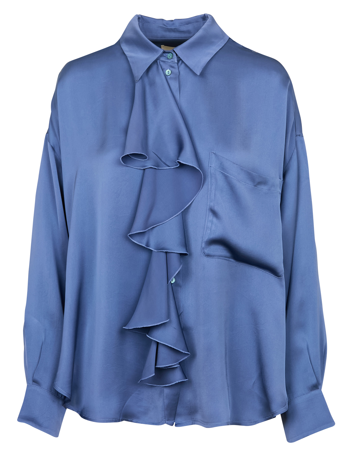 Chemise droite à volants en soie MOMONI Blanc