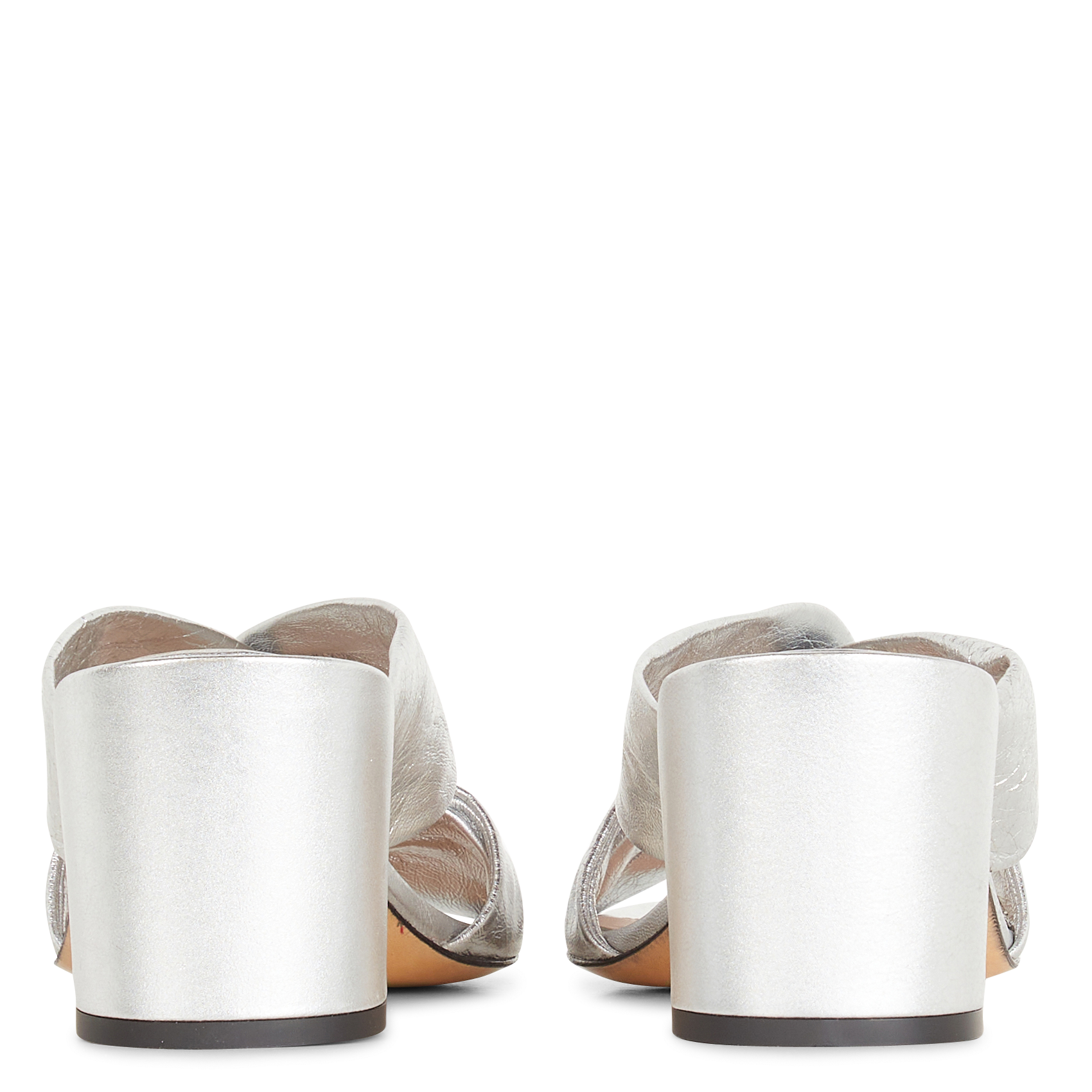 Heeled leather mules MI/MAI Silver