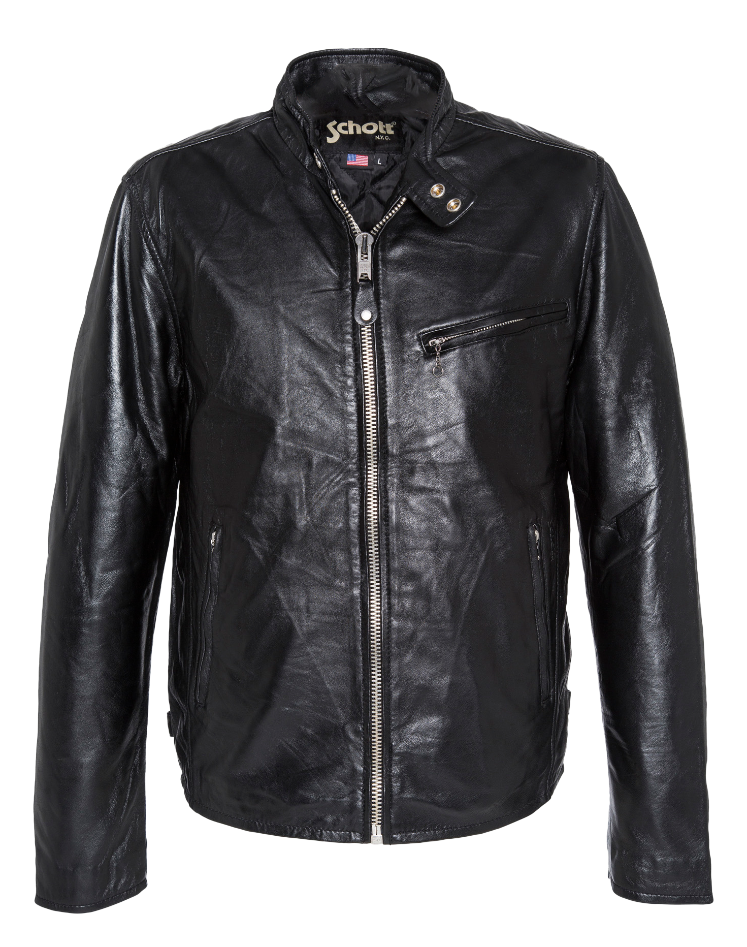 Schott　LOOSE FIT LEATHER JACKET Leather jacket Black Schott - Men | Place des Tendances