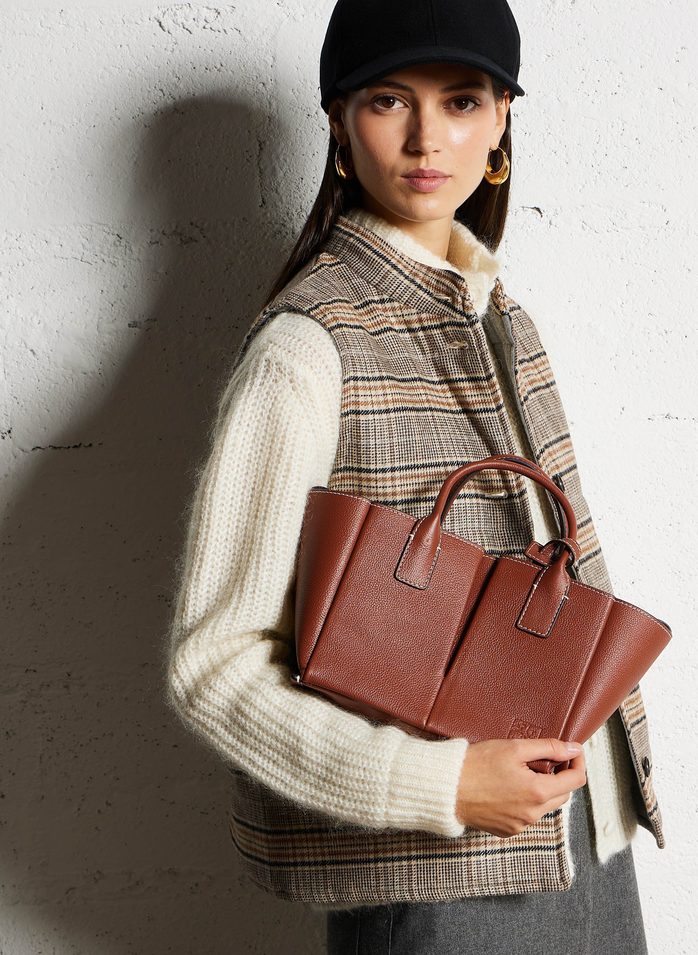 Petit sac cabas en cuir de vachette LE TANNEUR Marron