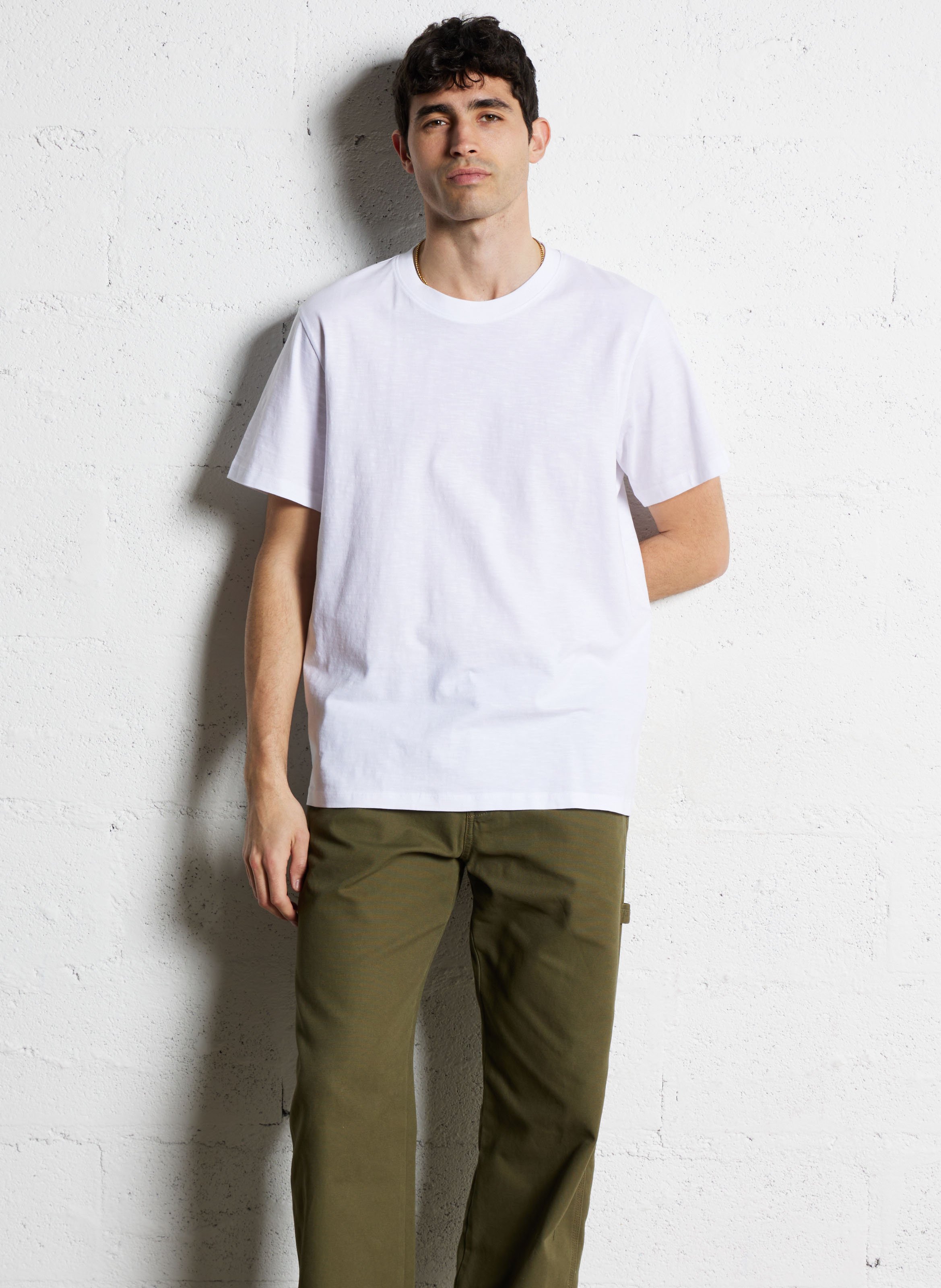 Short-sleeved organic cotton T-shirt SELECTED White