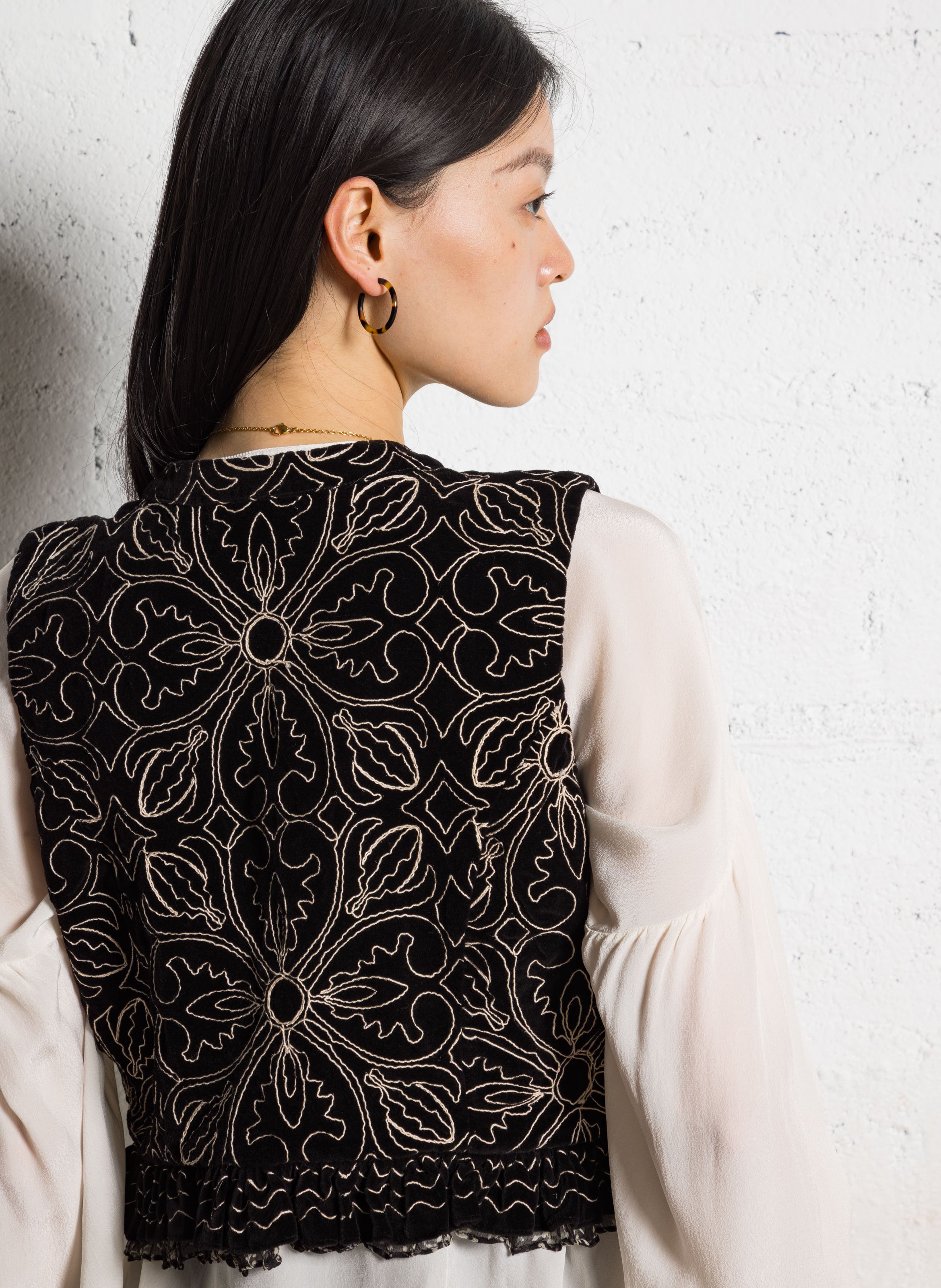 Veste col rond en coton MAISON HOTEL Noir